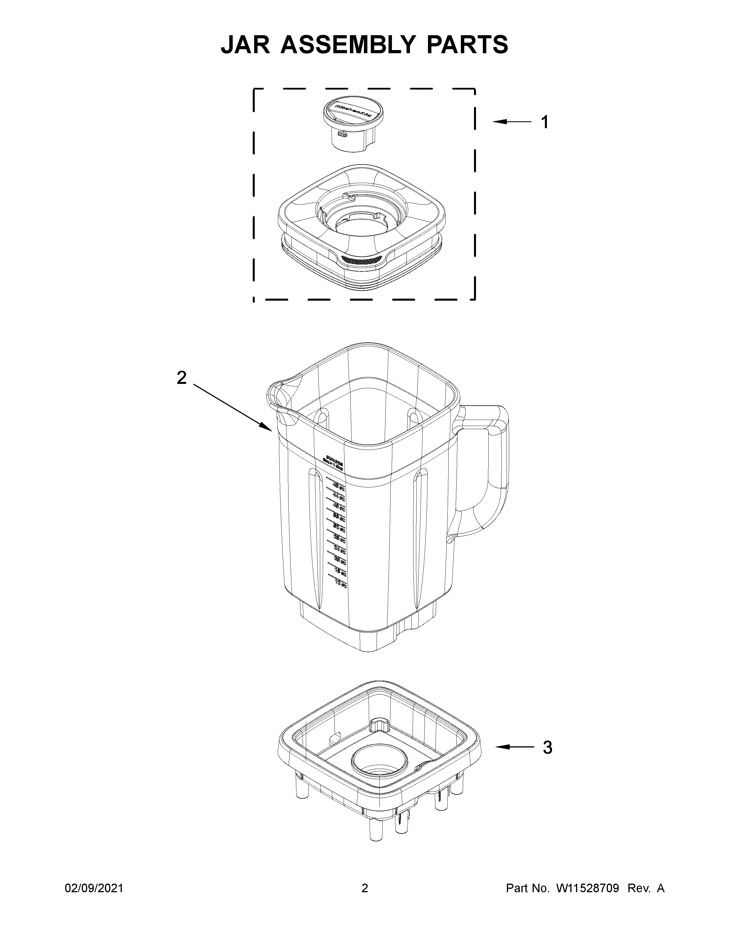 KitchenAid 5KSB1325WOB0 jar assembly parts diagram