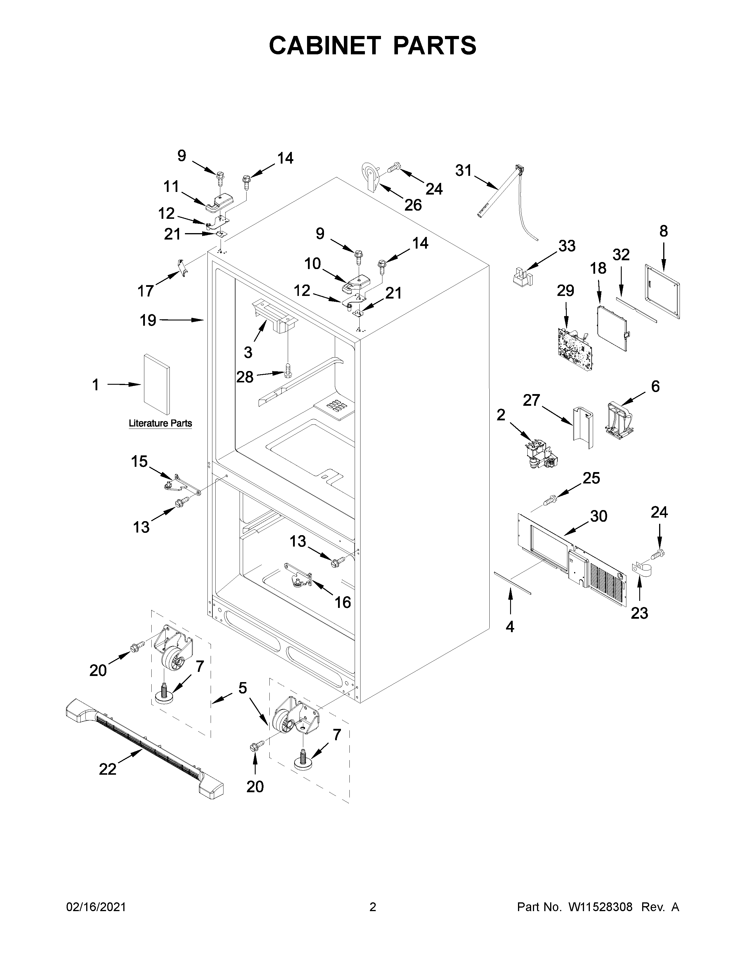Whirlpool WRF540CWHB02 cabinet parts diagram