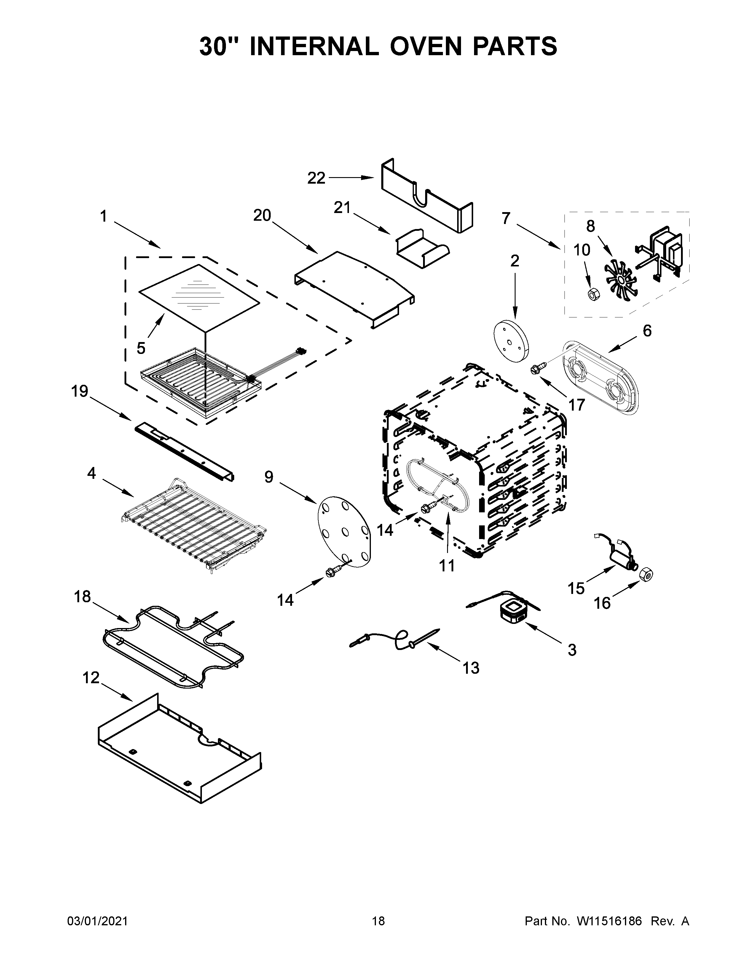 Jenn-Air JDRP548HM01 30" internal oven parts diagram