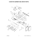KitchenAid KFDC500JMB01 cooktop, burner and grate parts diagram