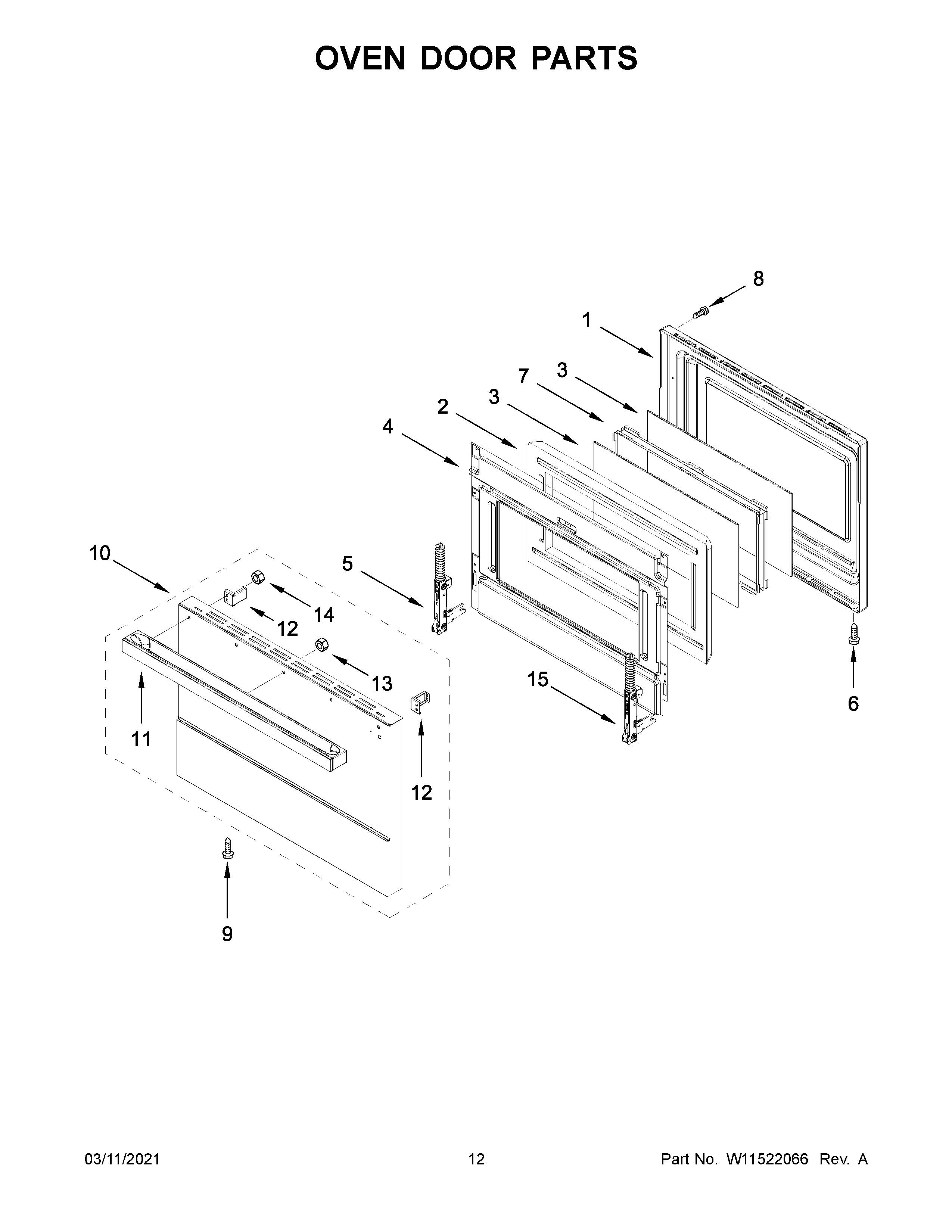 Jenn-Air JDSP536HM01 oven door parts diagram