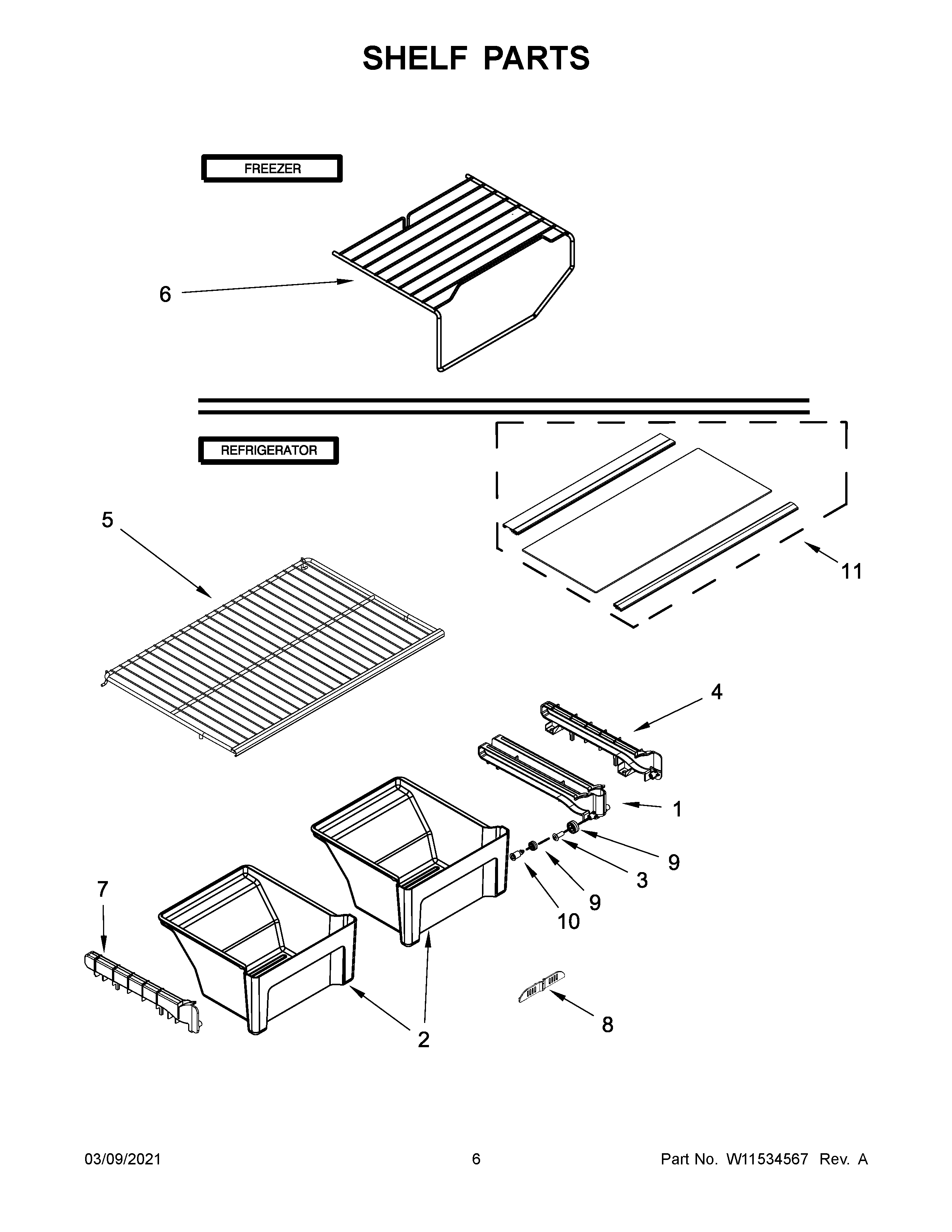 Amana ART308FFDM07 shelf parts diagram