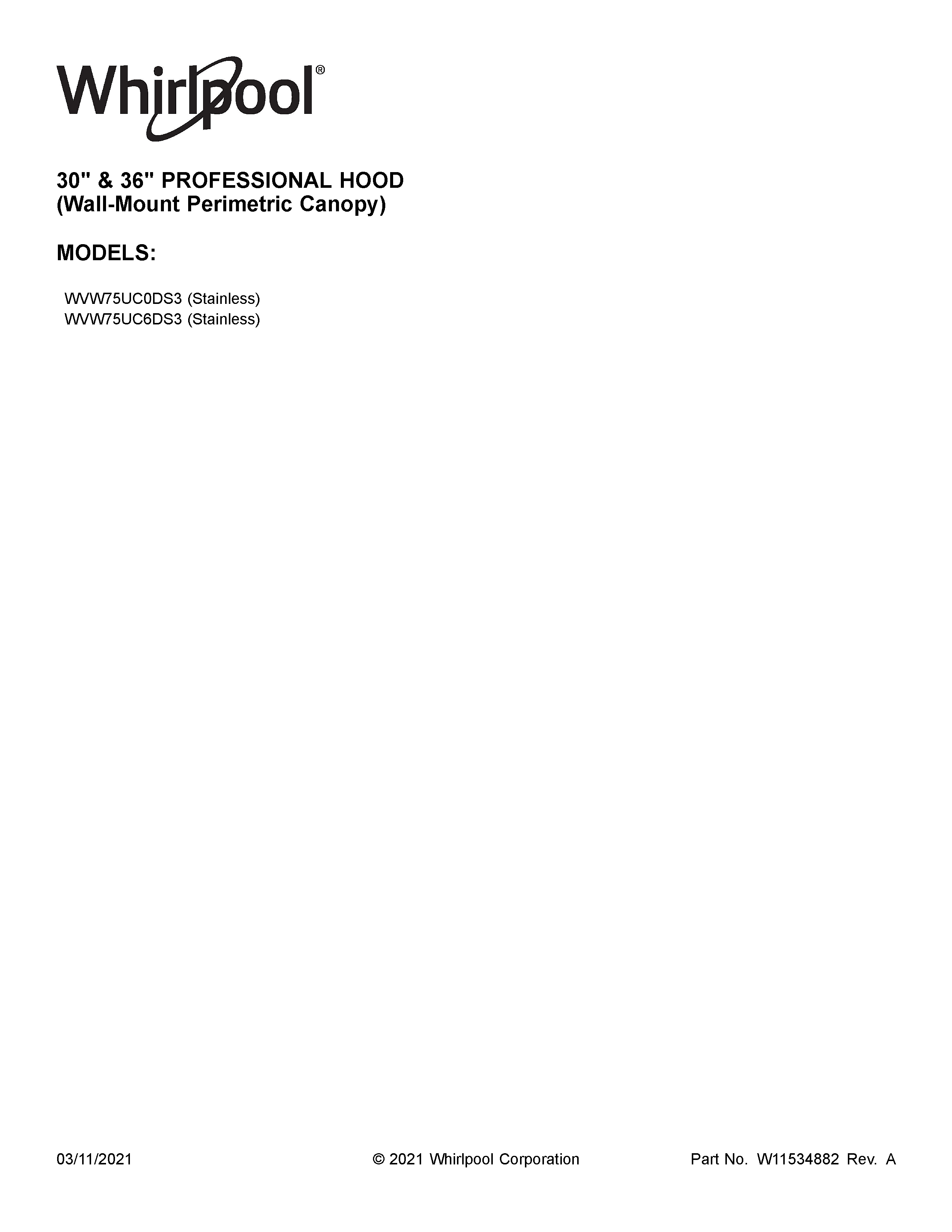 Whirlpool WVW75UC6DS3 cover sheet diagram