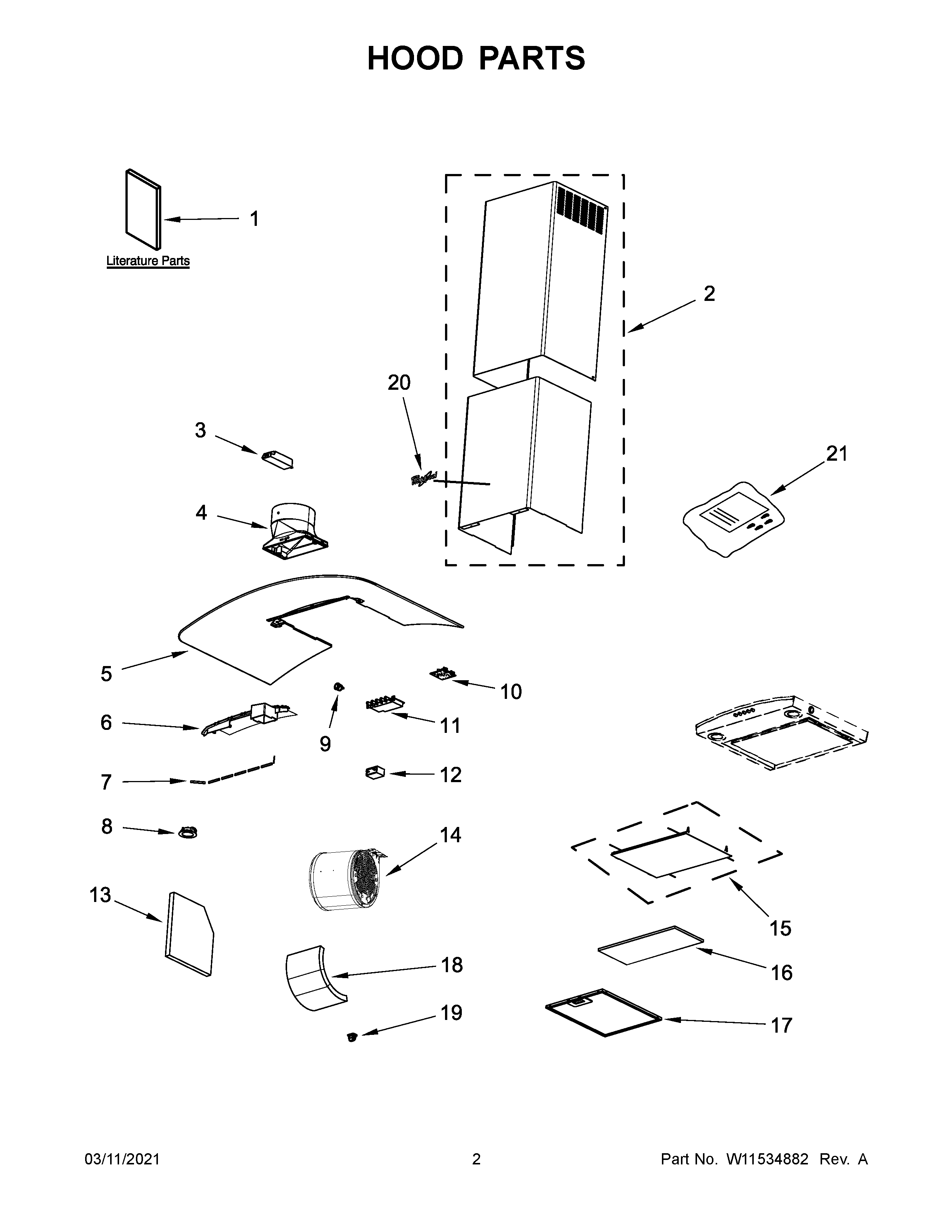 Whirlpool WVW75UC6DS3 hood parts diagram