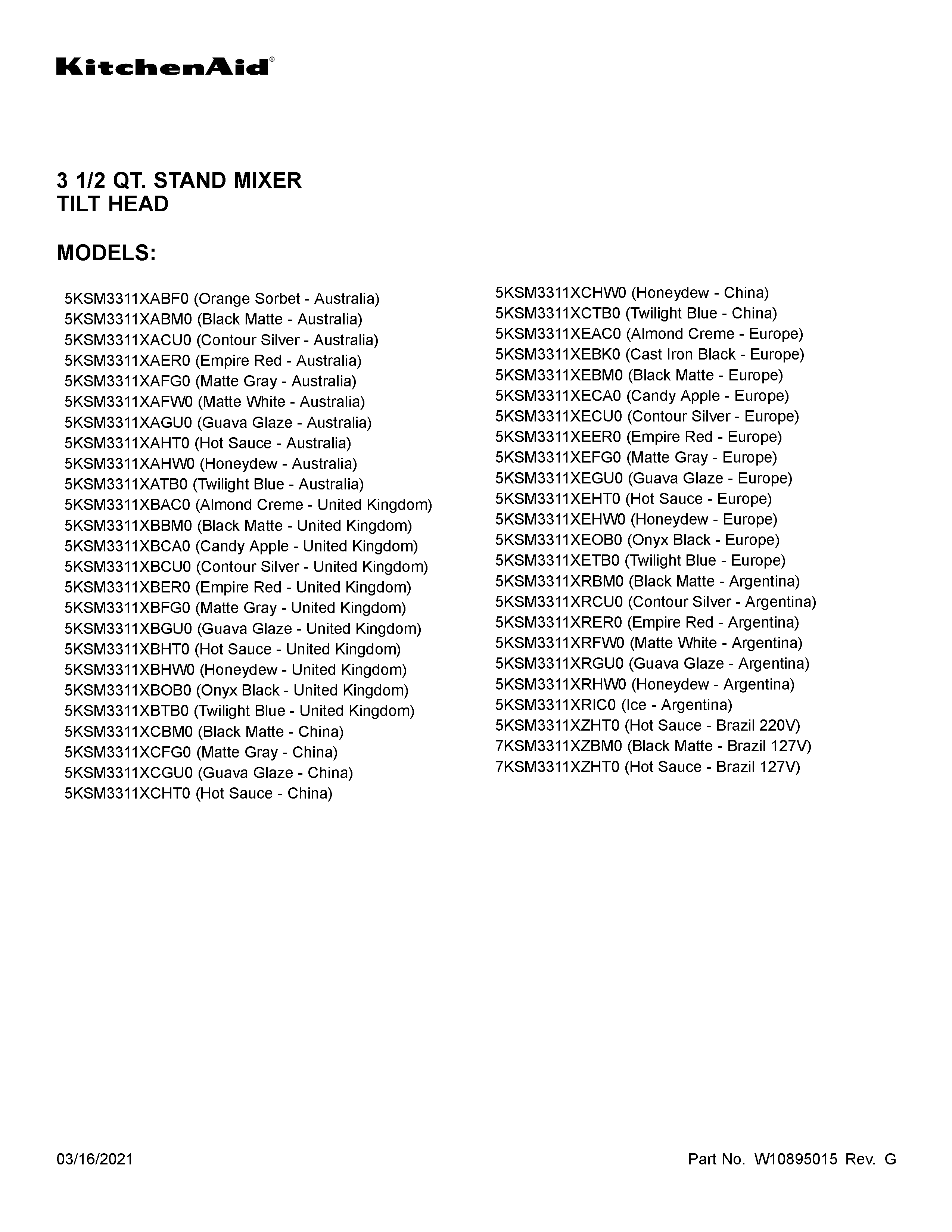 KitchenAid 5KSM3311XETB0 cover sheet diagram