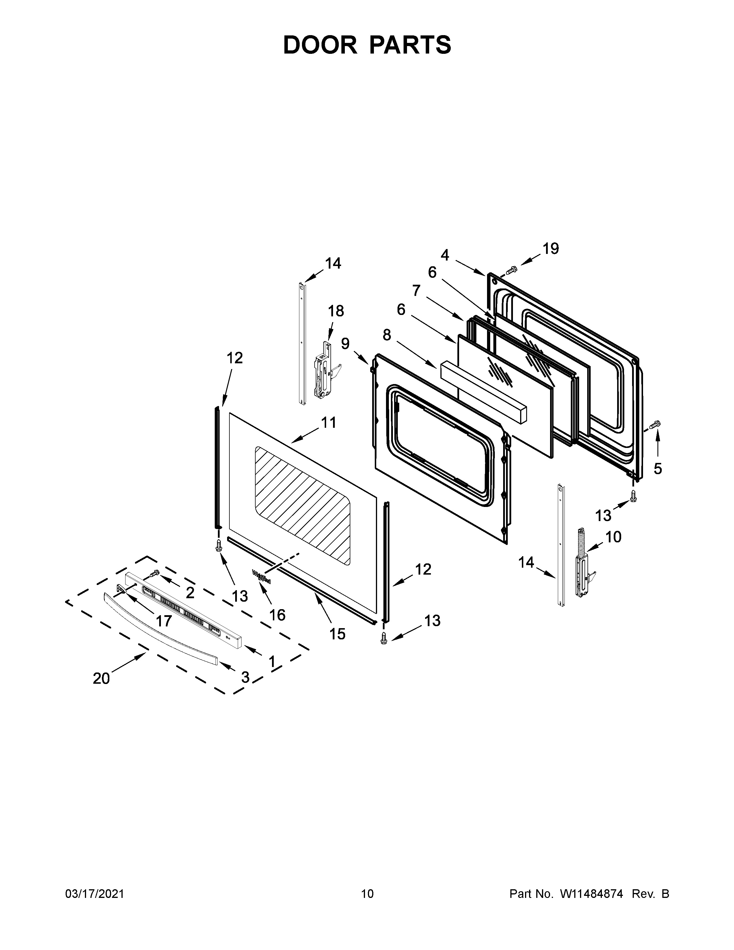 Whirlpool WFG550S0HW2 door parts diagram