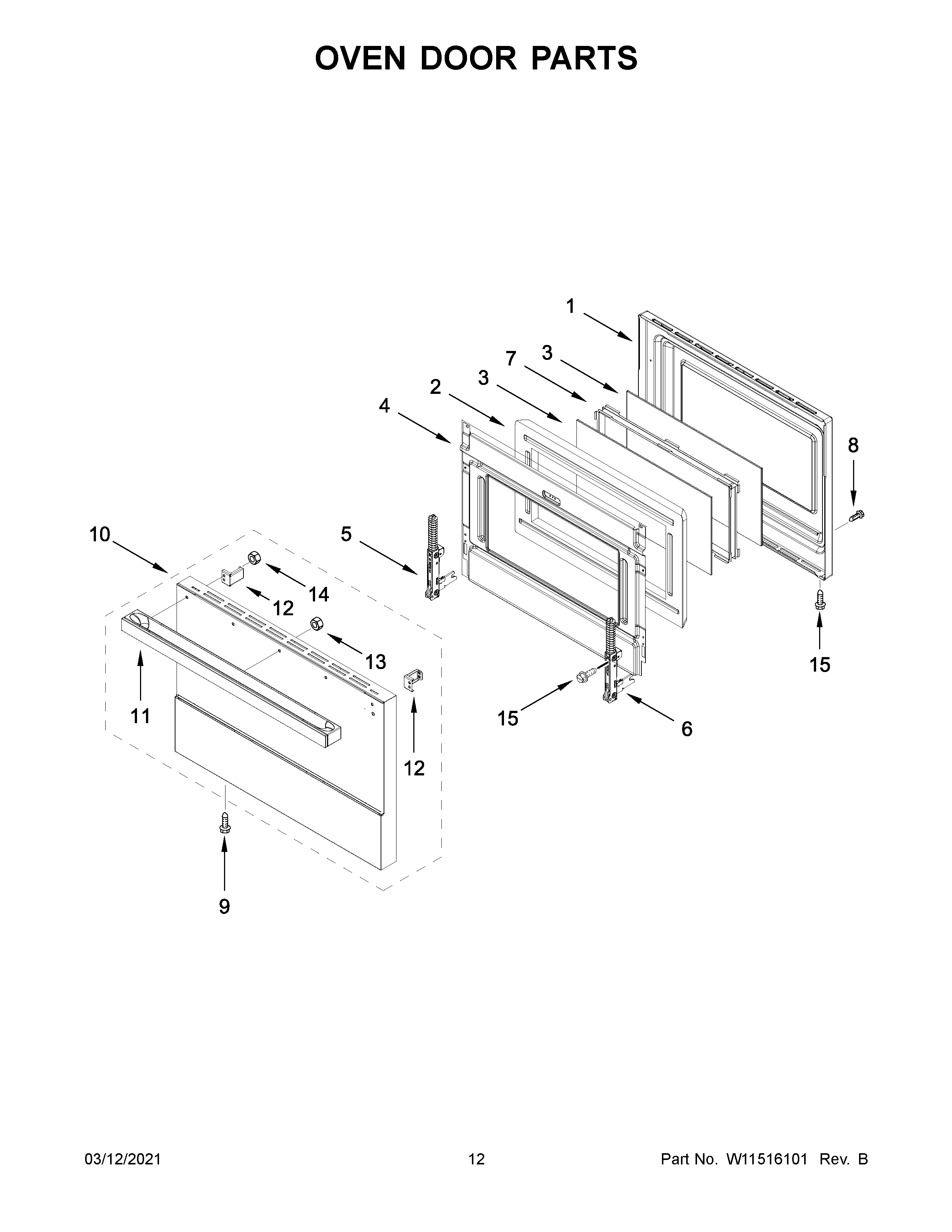 Jenn-Air JGRP436HM01 oven door parts diagram