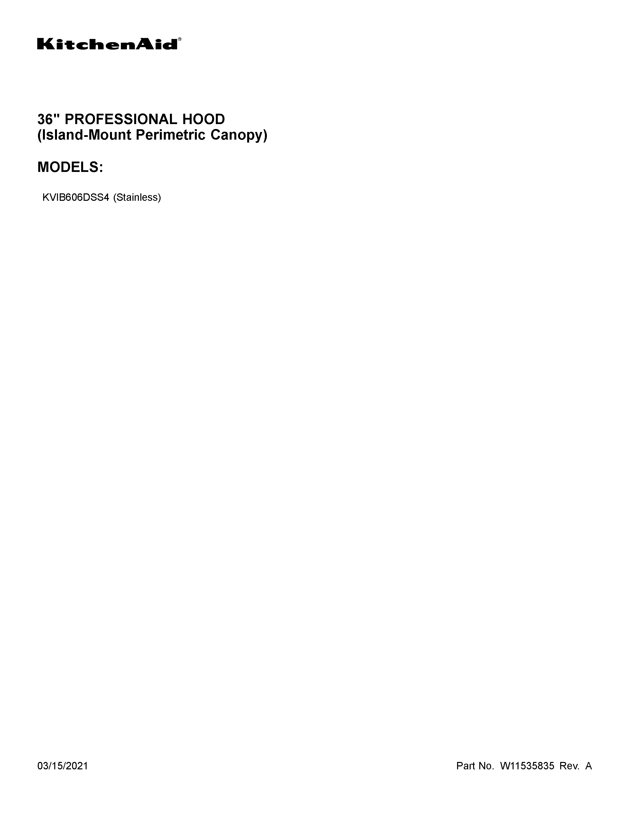 KitchenAid KVIB606DSS4 cover sheet diagram