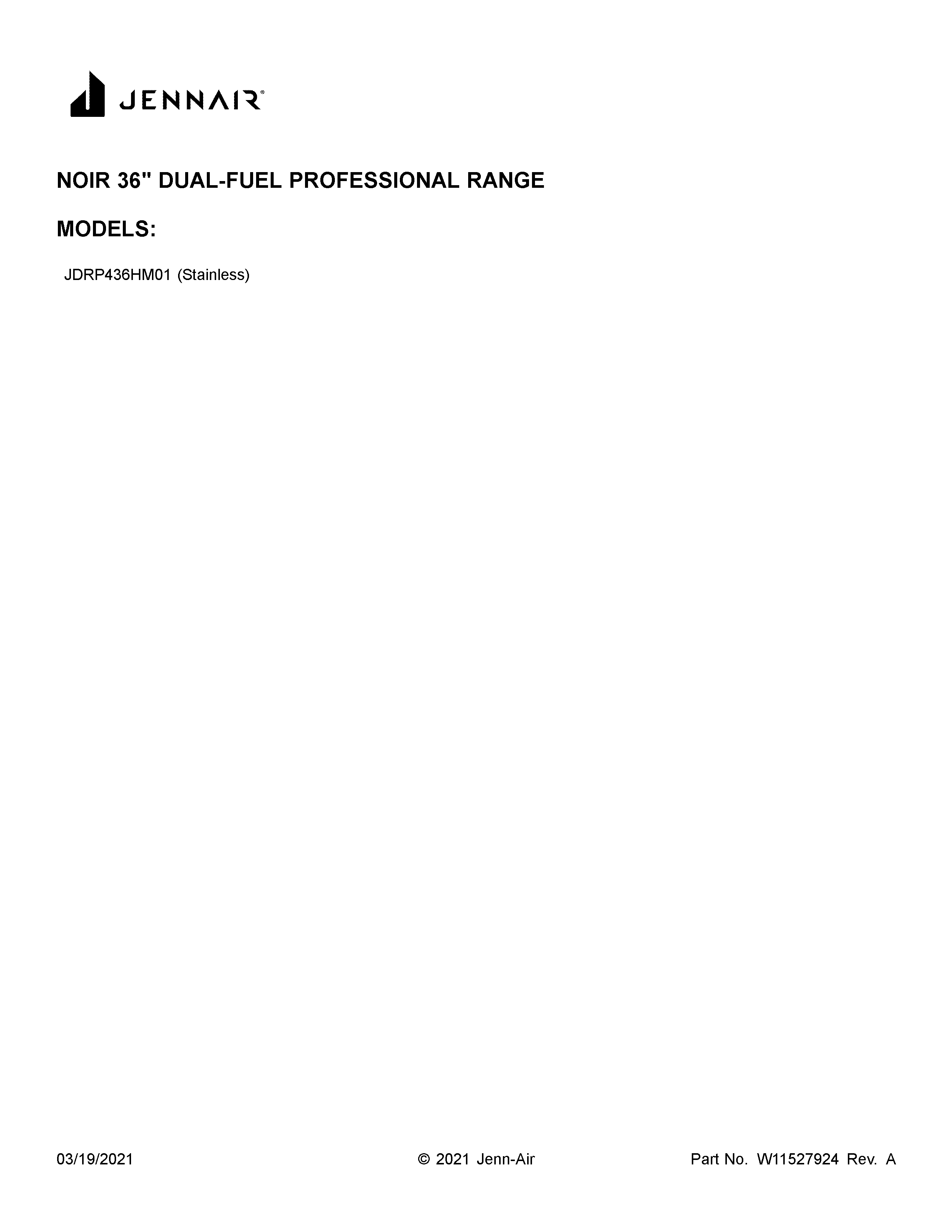 Jenn-Air JDRP436HM01 cover sheet diagram