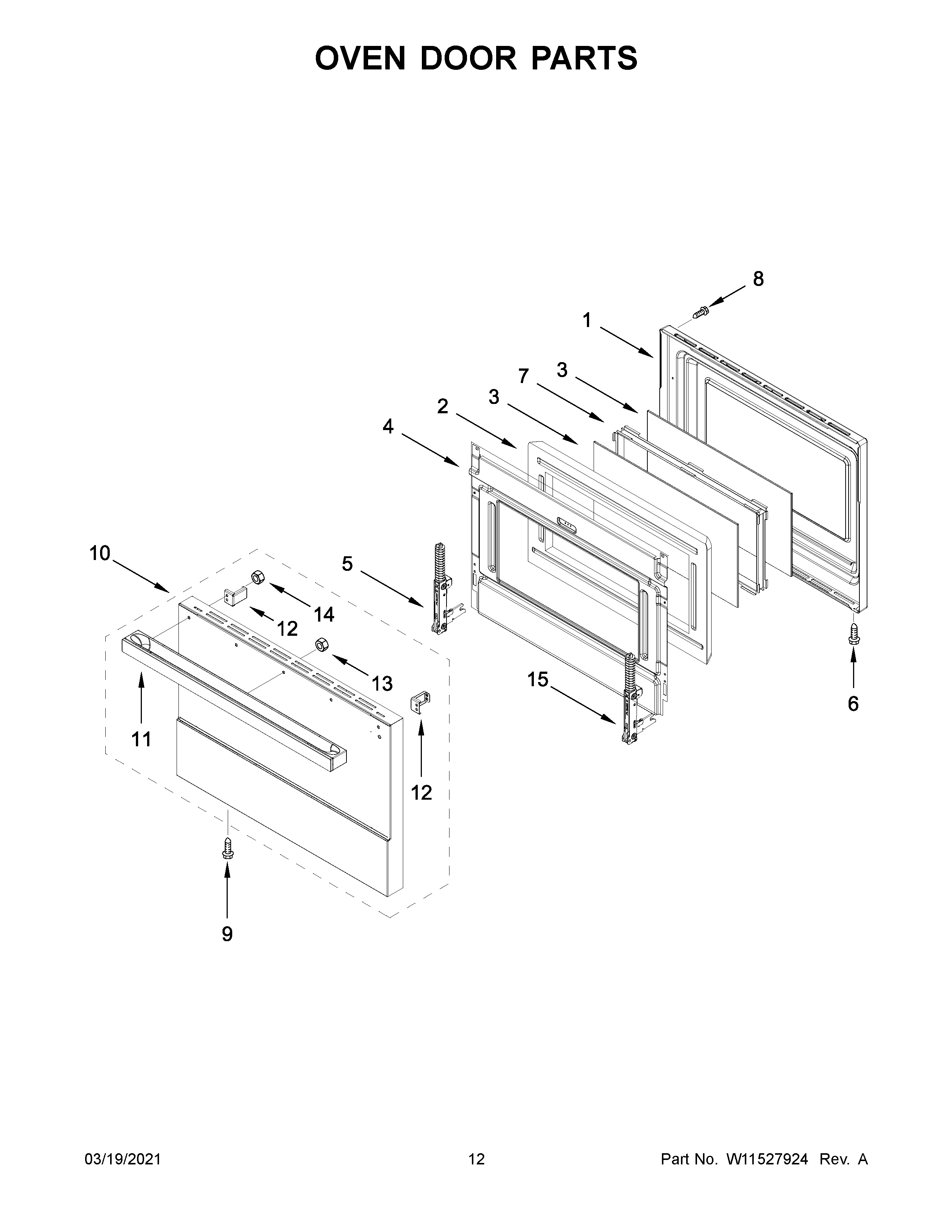 Jenn-Air JDRP436HM01 oven door parts diagram