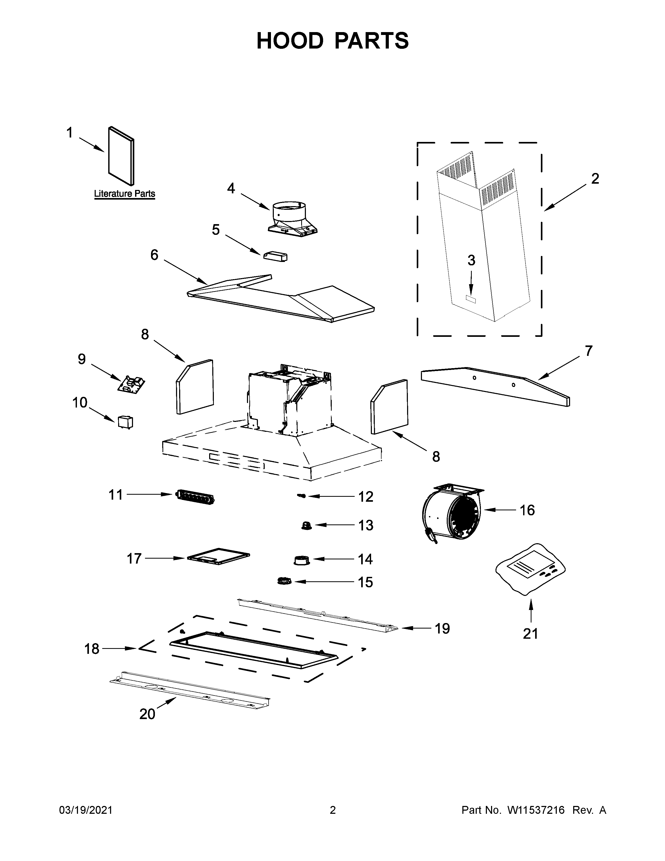 KitchenAid KVWB600HBS2 hood parts diagram
