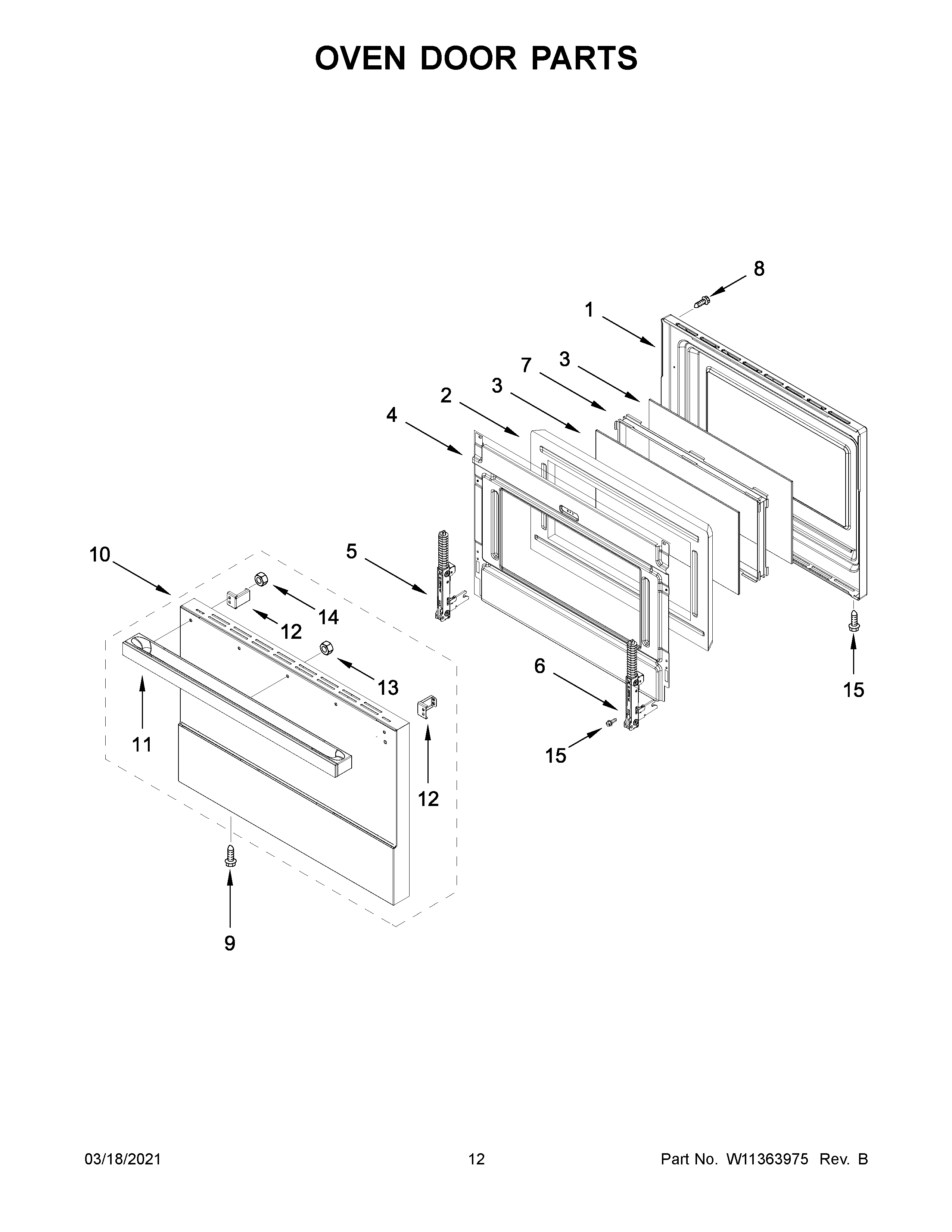 Jenn-Air JGRP536HM00 oven door parts diagram
