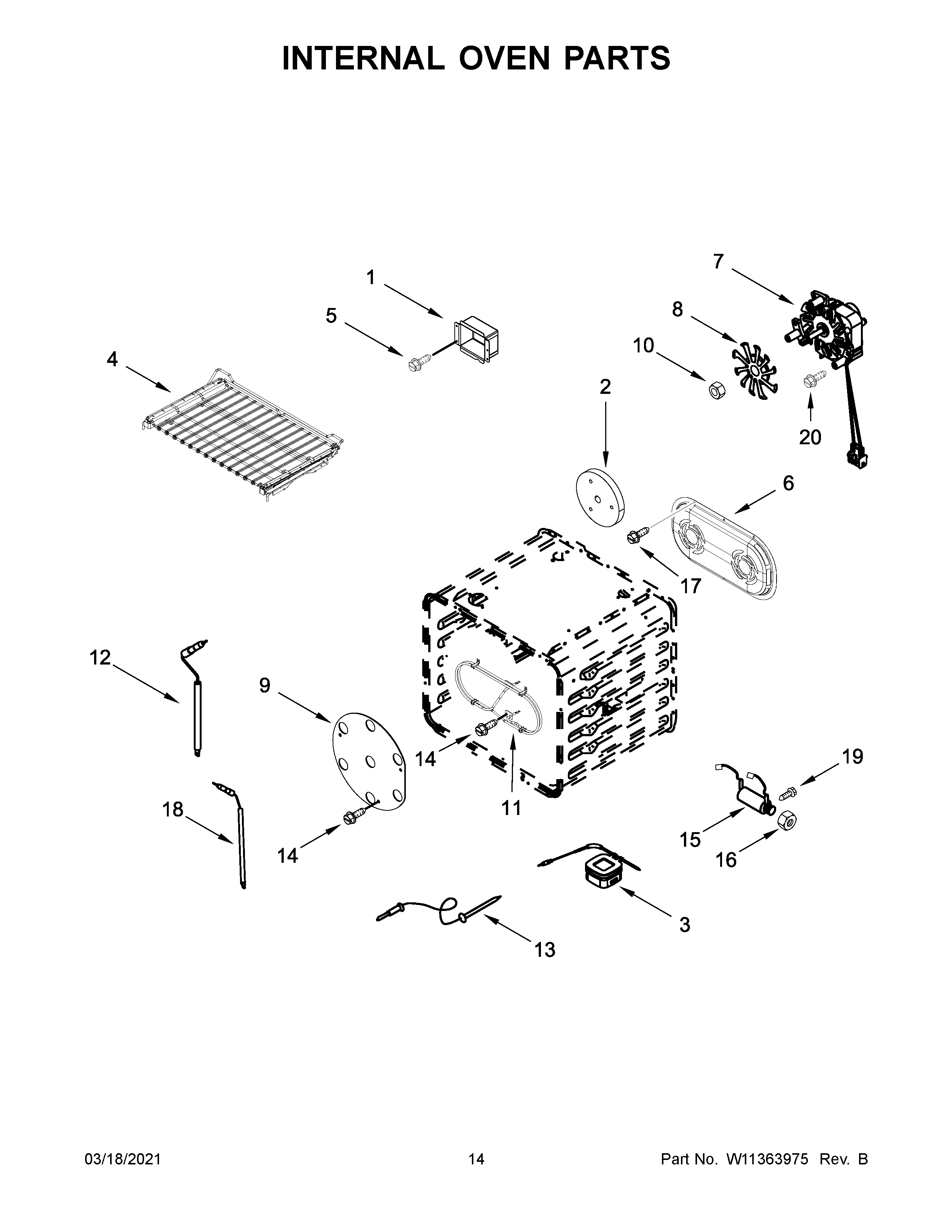 Jenn-Air JGRP536HM00 internal oven parts diagram