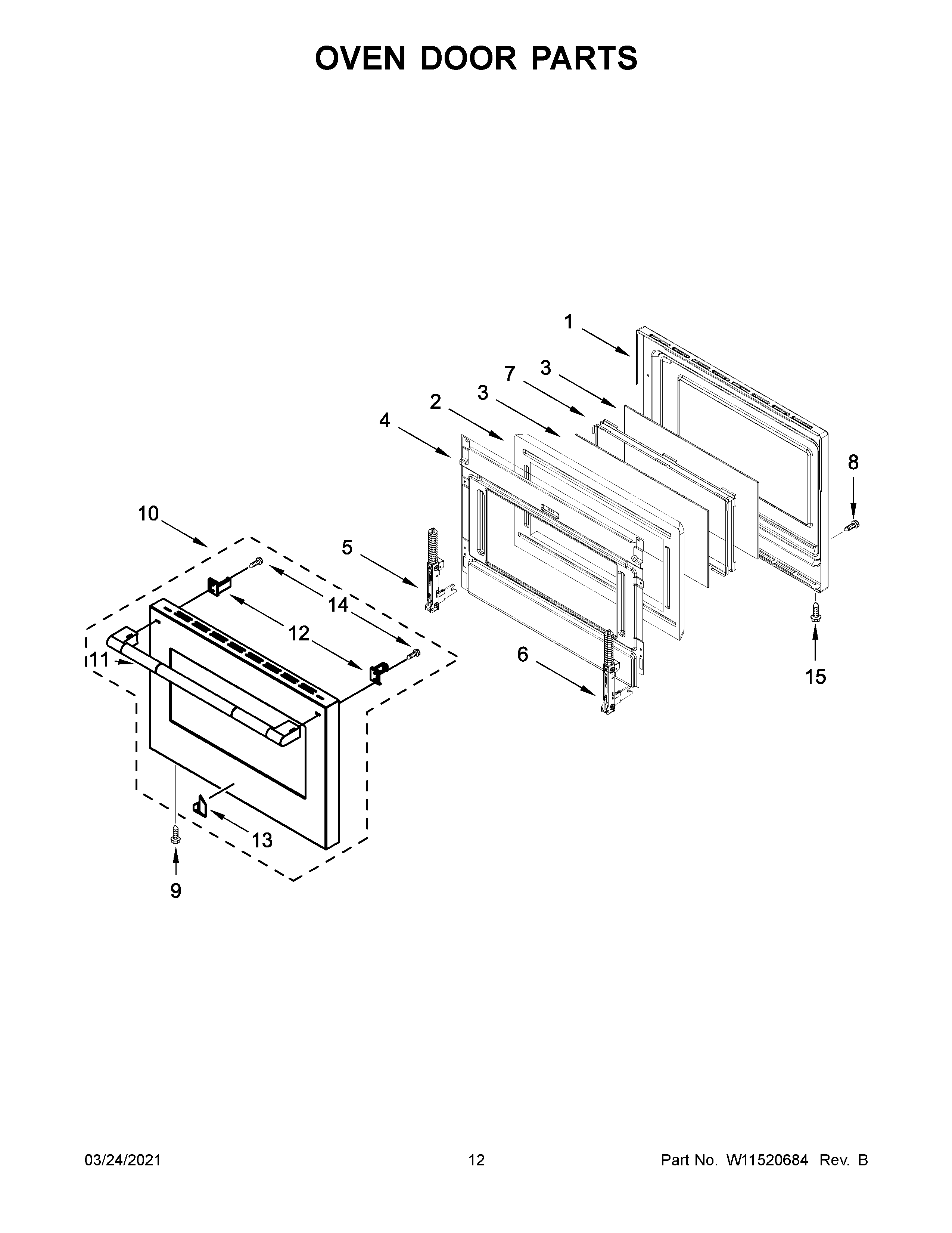 Jenn-Air JGRP636HL01 oven door parts diagram