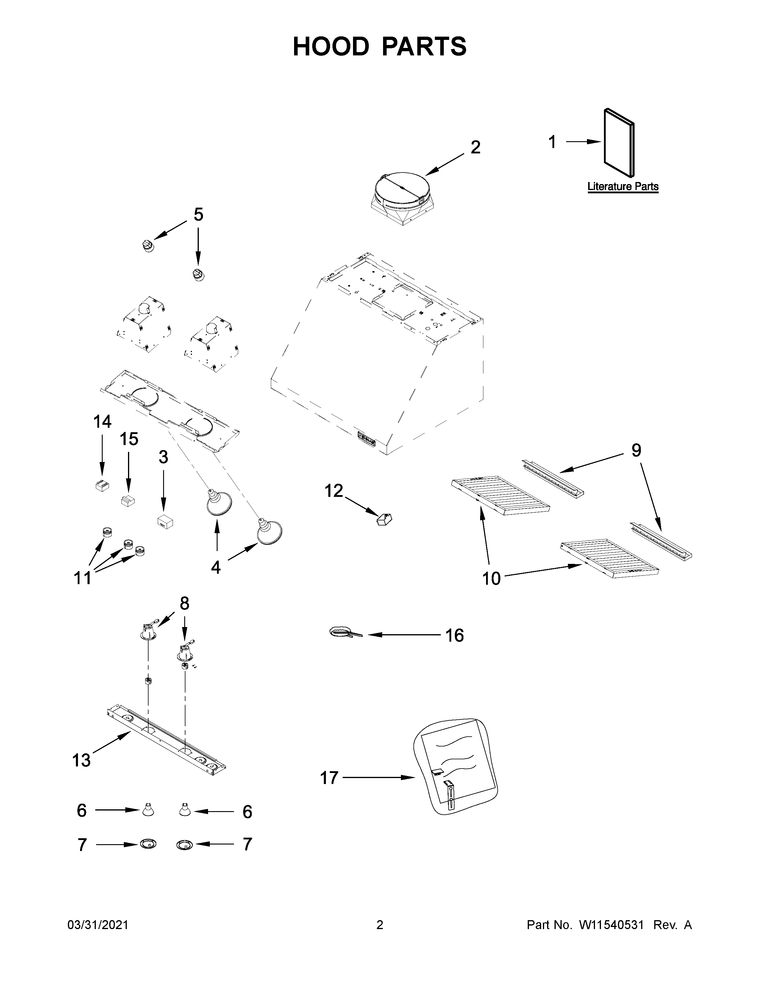 Jenn-Air JXW9030HP2 hood parts diagram
