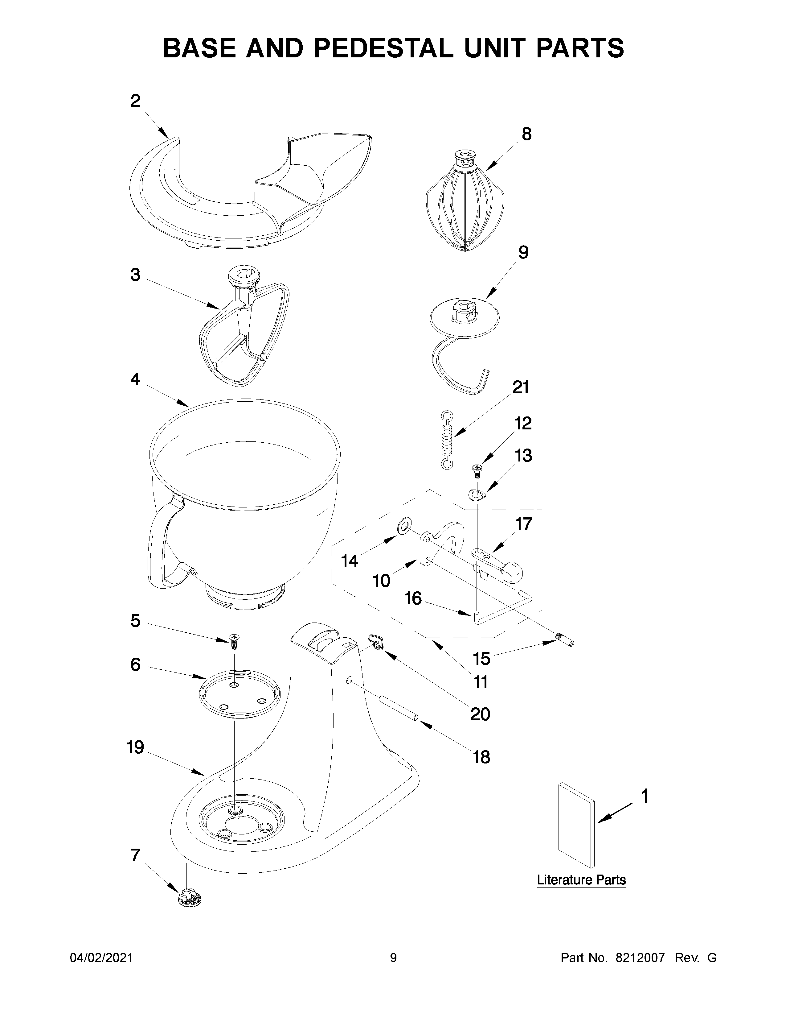 KitchenAid 5KSM150PSAPT0 base and pedestal unit parts diagram
