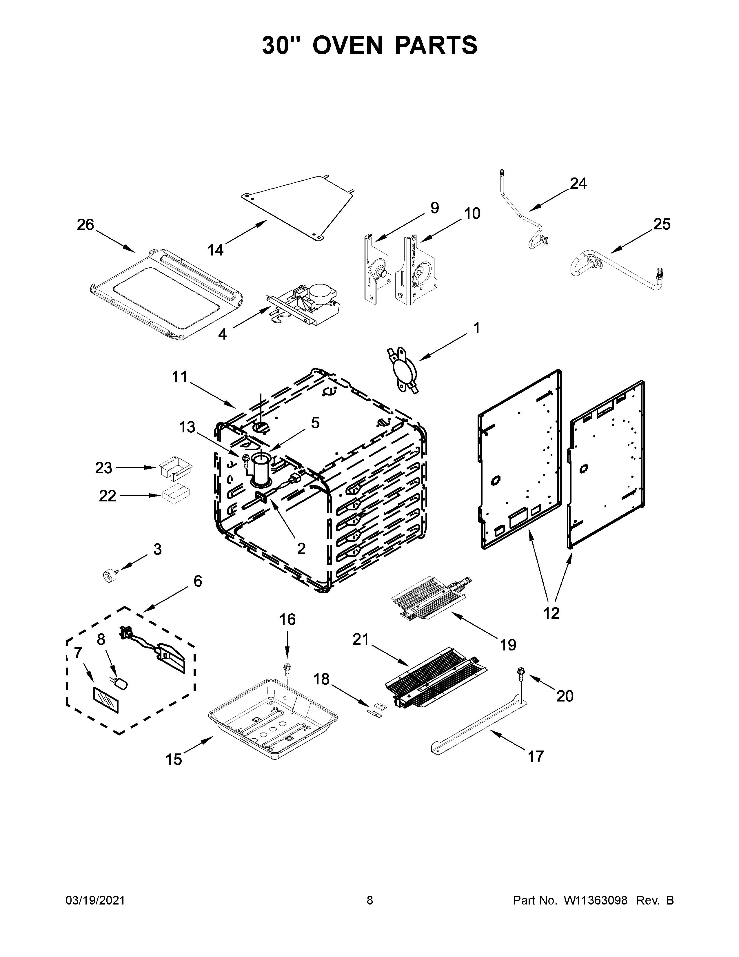 Jenn-Air JGRP548HM00 30" oven parts diagram