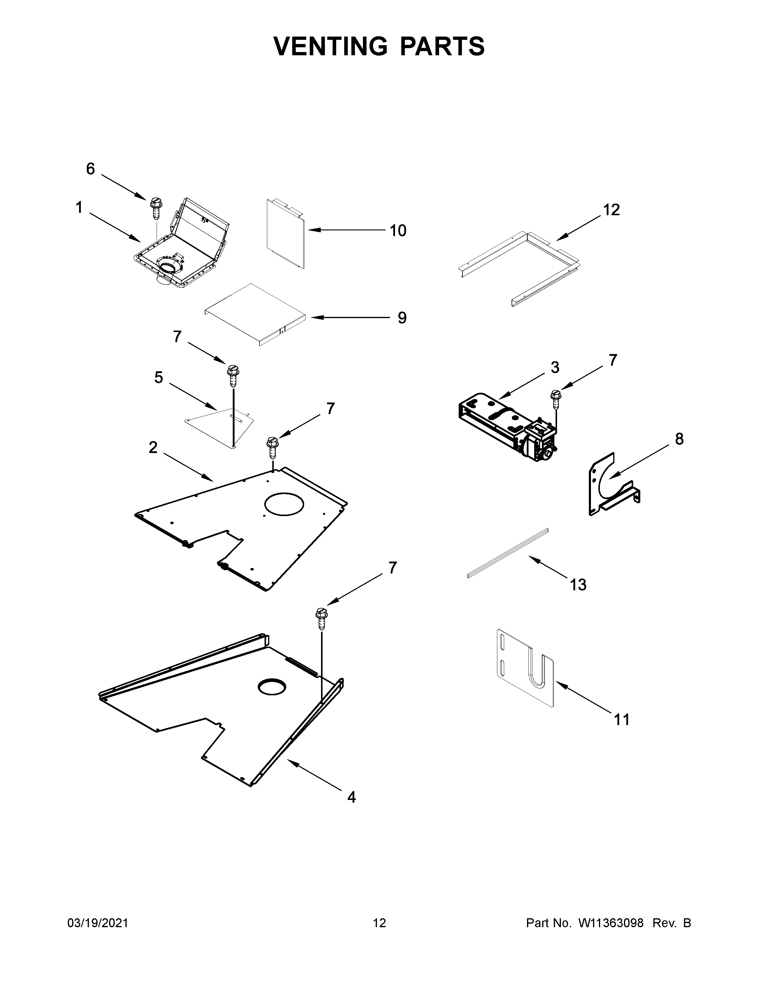 Jenn-Air JGRP548HM00 venting parts diagram