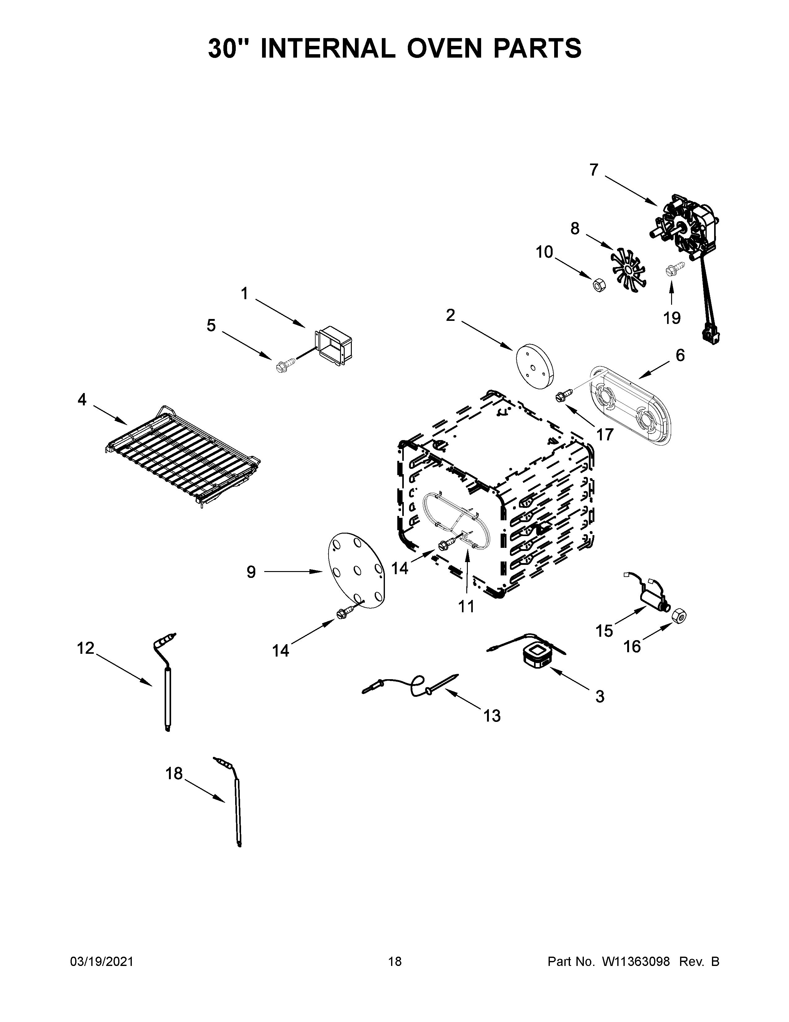 Jenn-Air JGRP548HM00 30" internal oven parts diagram