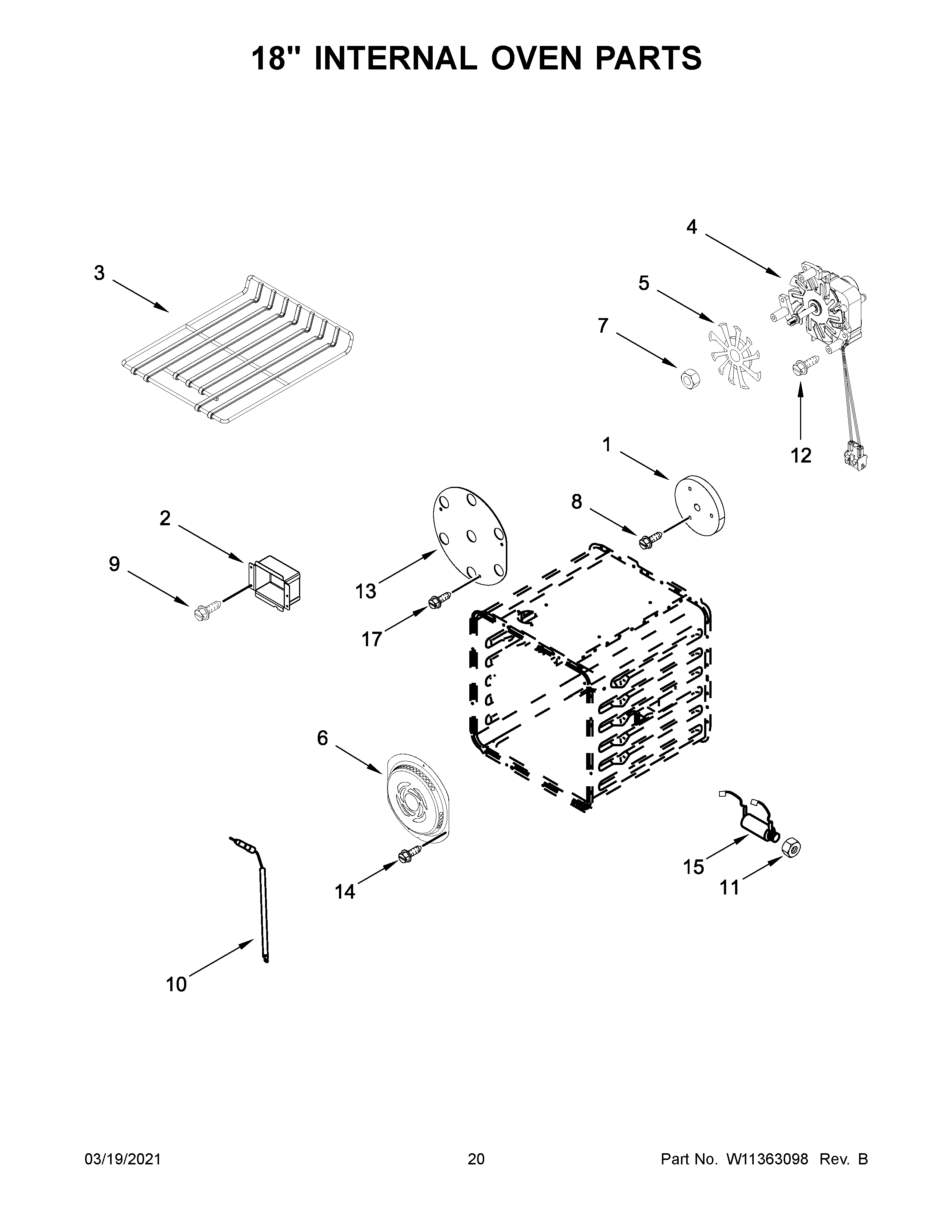 Jenn-Air JGRP548HM00 18" internal oven parts diagram