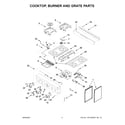 KitchenAid KFGC500JMB01 cooktop, burner and grate parts diagram