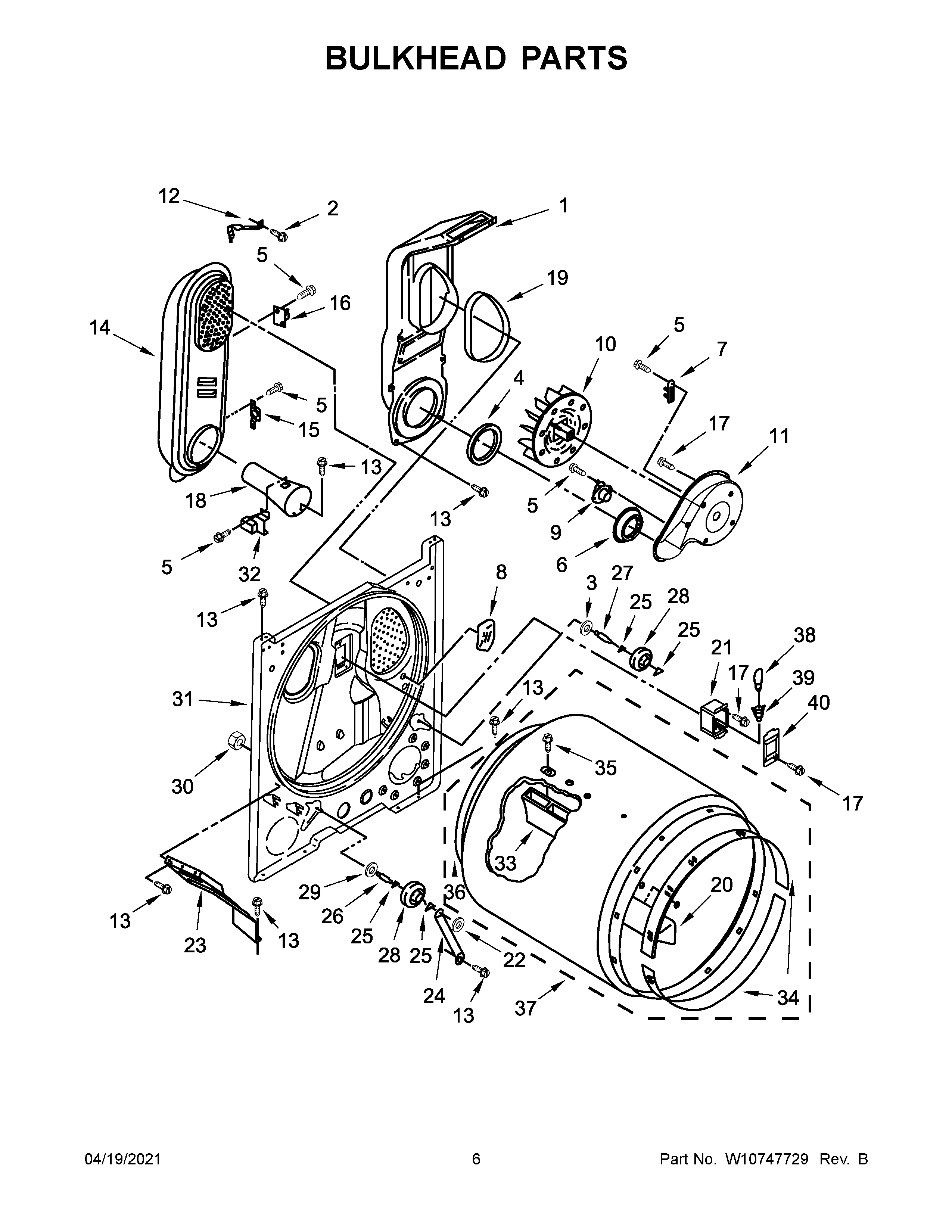 Maytag 7MMGDC300DW2 bulkhead parts diagram