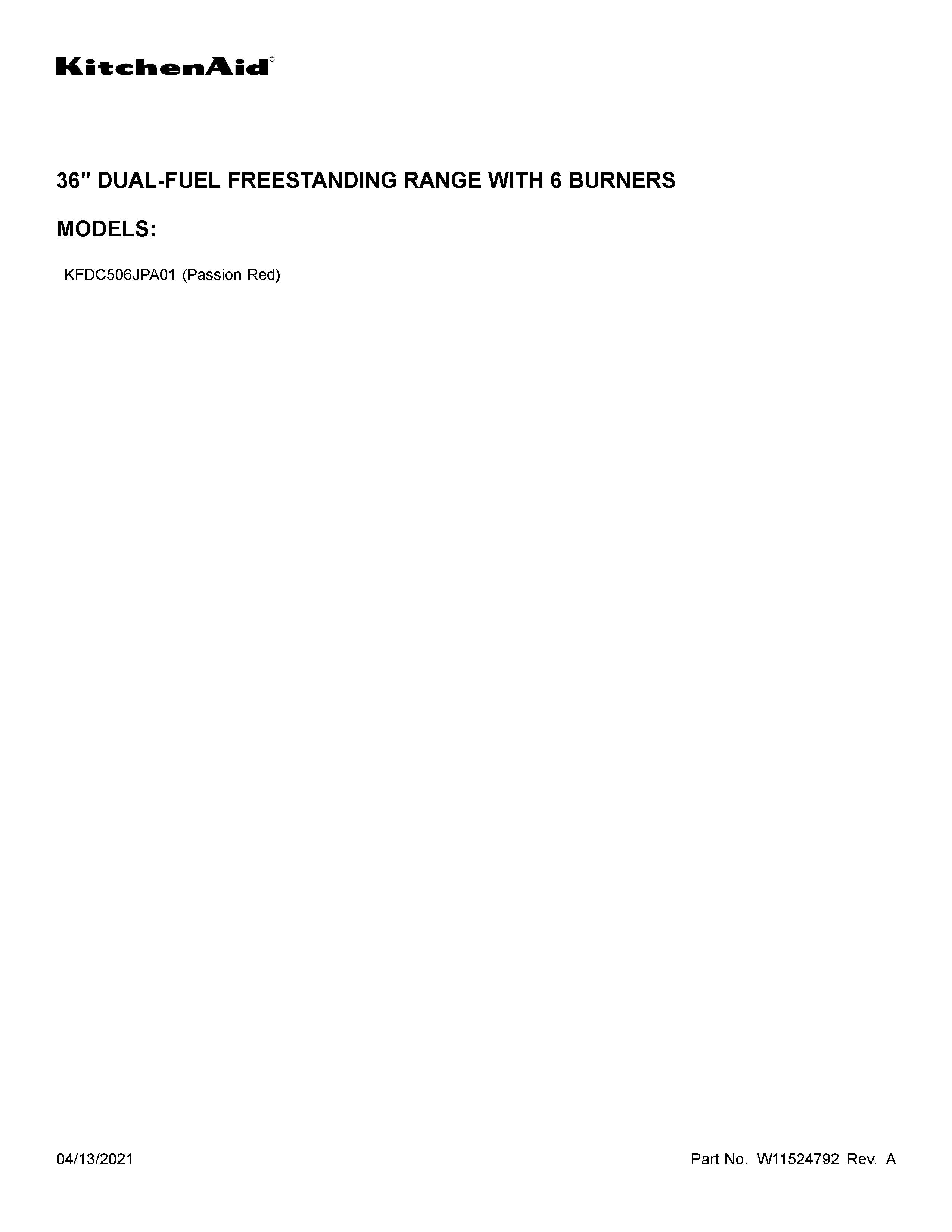 KitchenAid KFDC506JPA01 cover sheet diagram