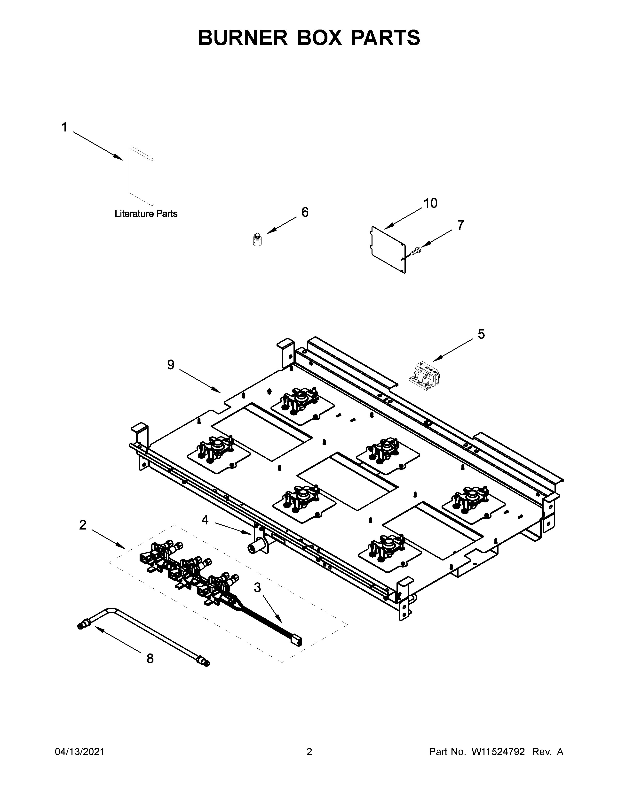 KitchenAid KFDC506JPA01 burner box parts diagram