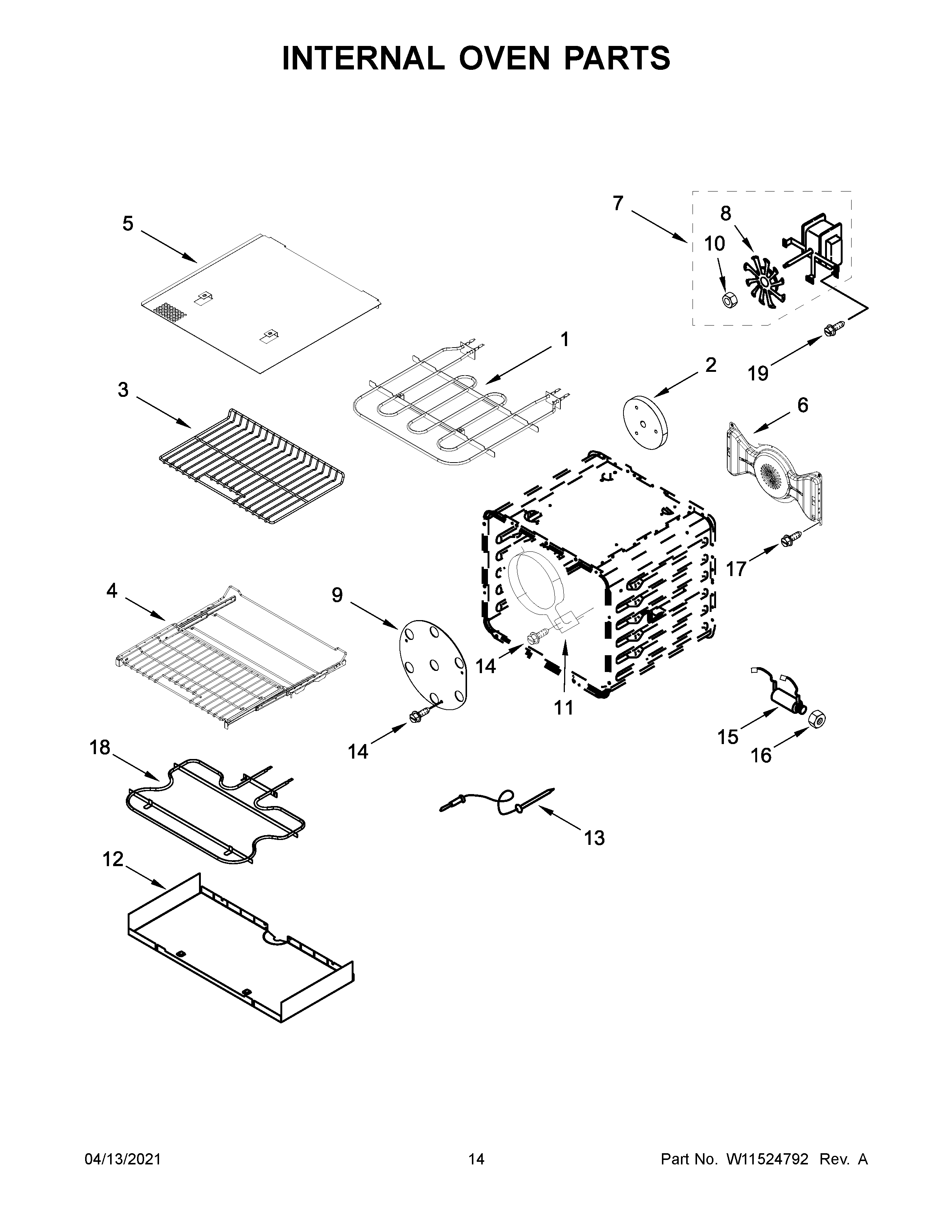 KitchenAid KFDC506JPA01 internal oven parts diagram