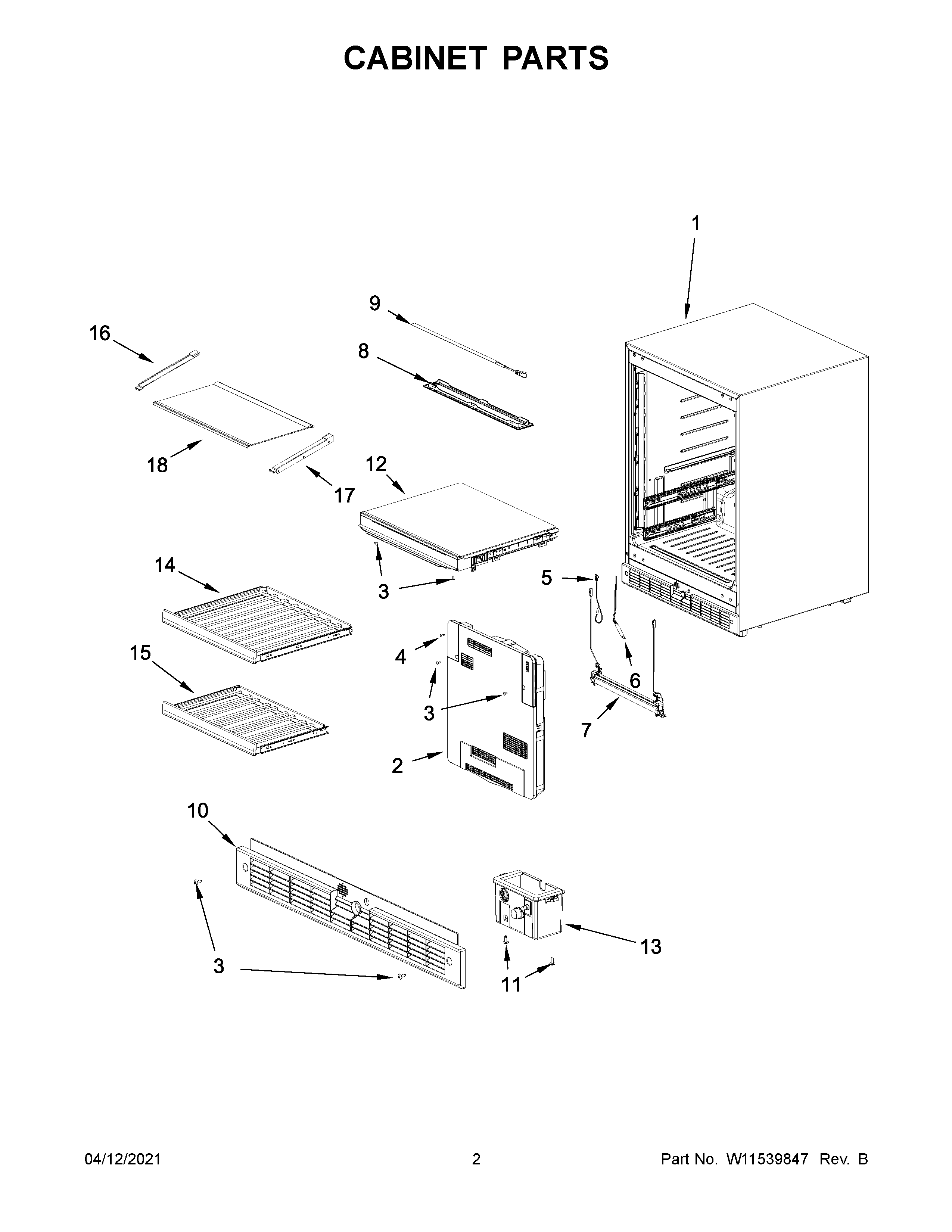 KitchenAid KUBL214KSB00 cabinet parts diagram
