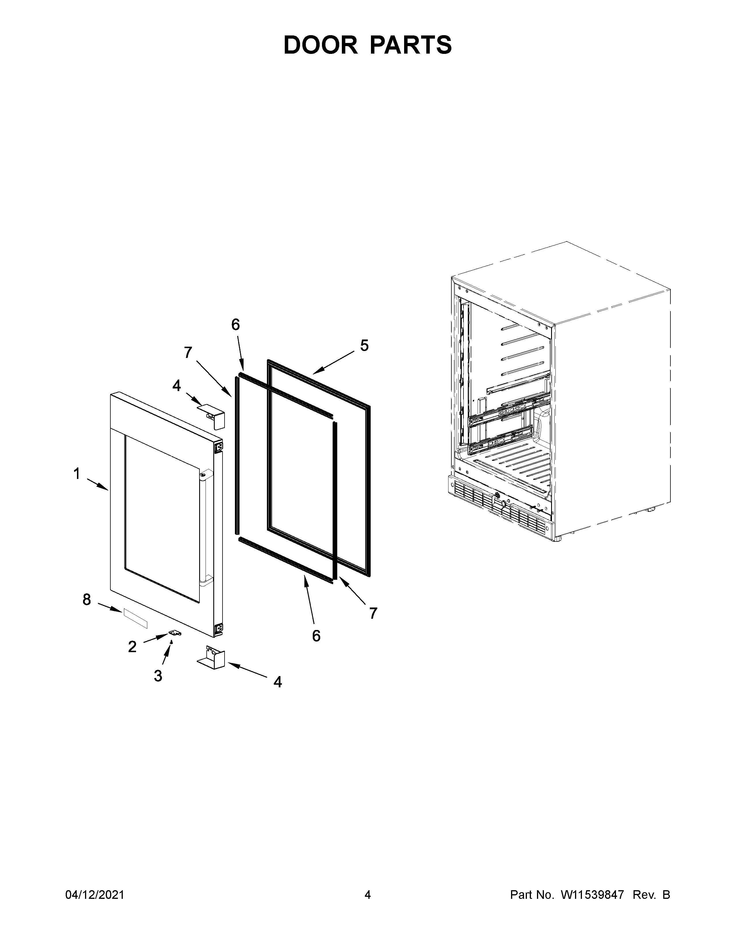 KitchenAid KUBL214KSB00 door parts diagram