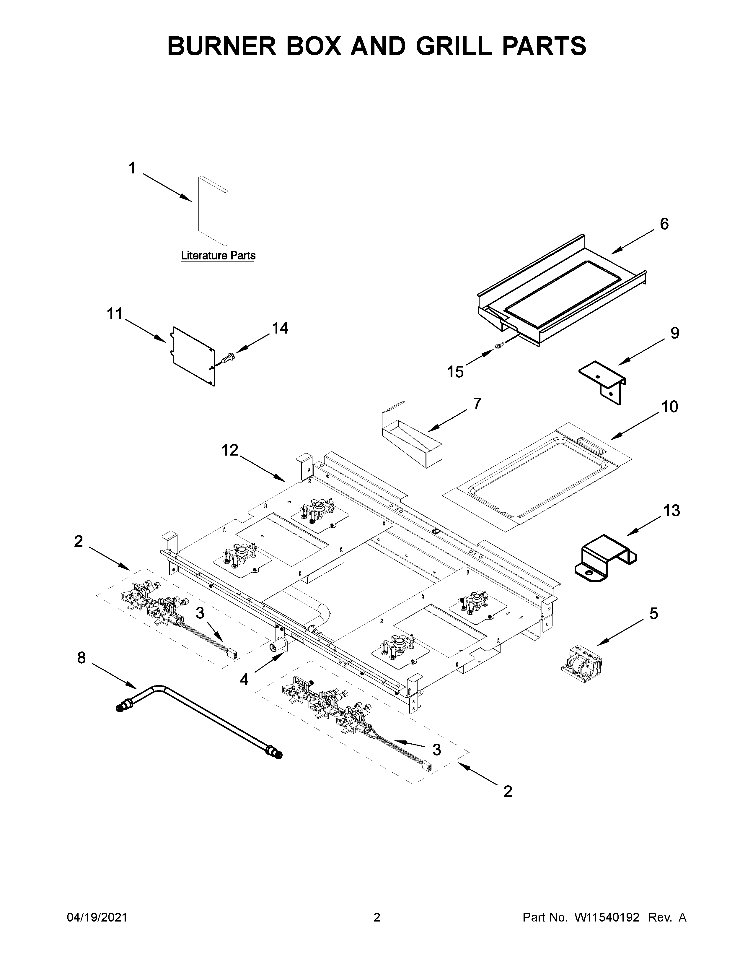 Jenn-Air JGRP636HM01 burner box and grill parts diagram