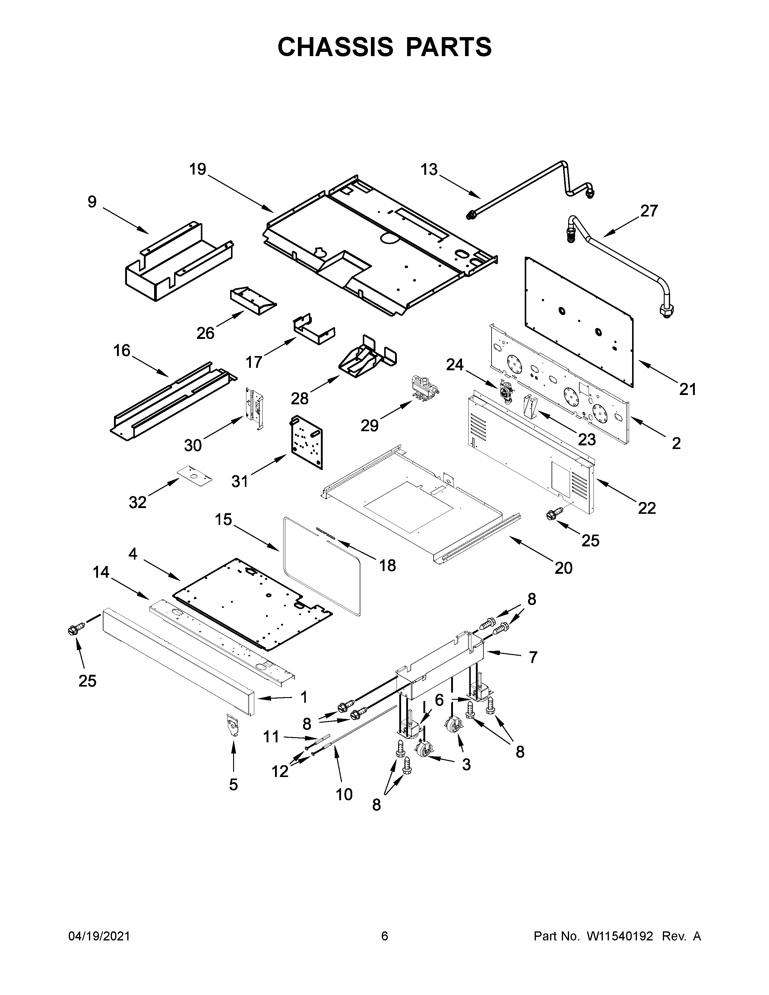 Jenn-Air JGRP636HM01 chassis parts diagram