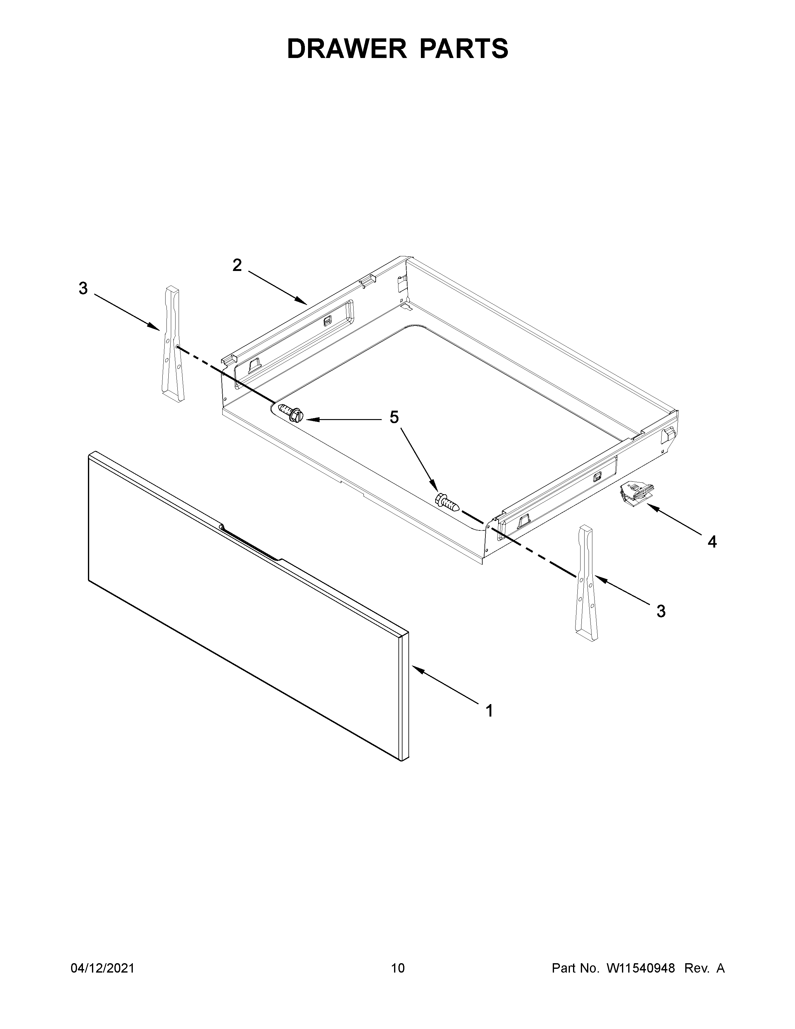 Whirlpool YWFE515S0JS1 drawer parts diagram