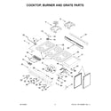 KitchenAid KFGC558JMH02 cooktop, burner and grate parts diagram