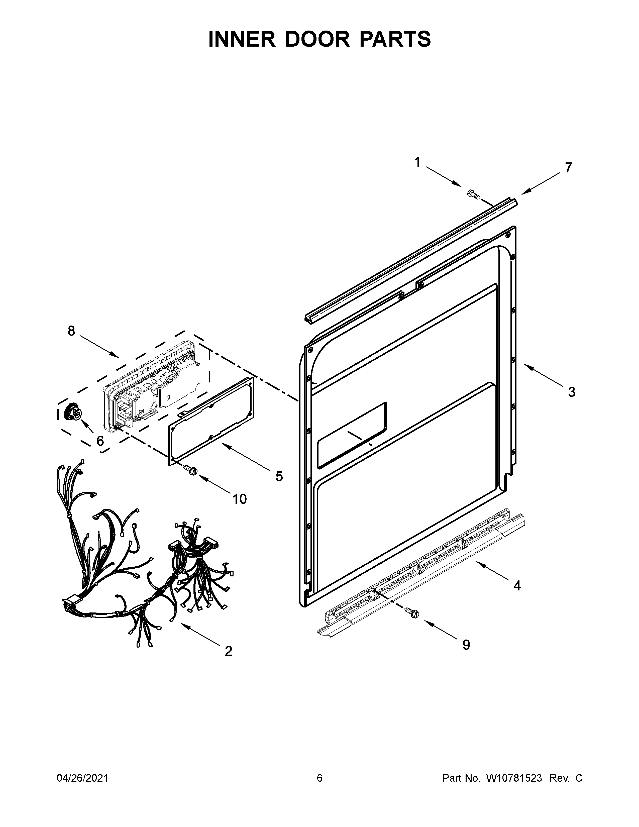 Whirlpool WDT920SADH1 inner door parts diagram