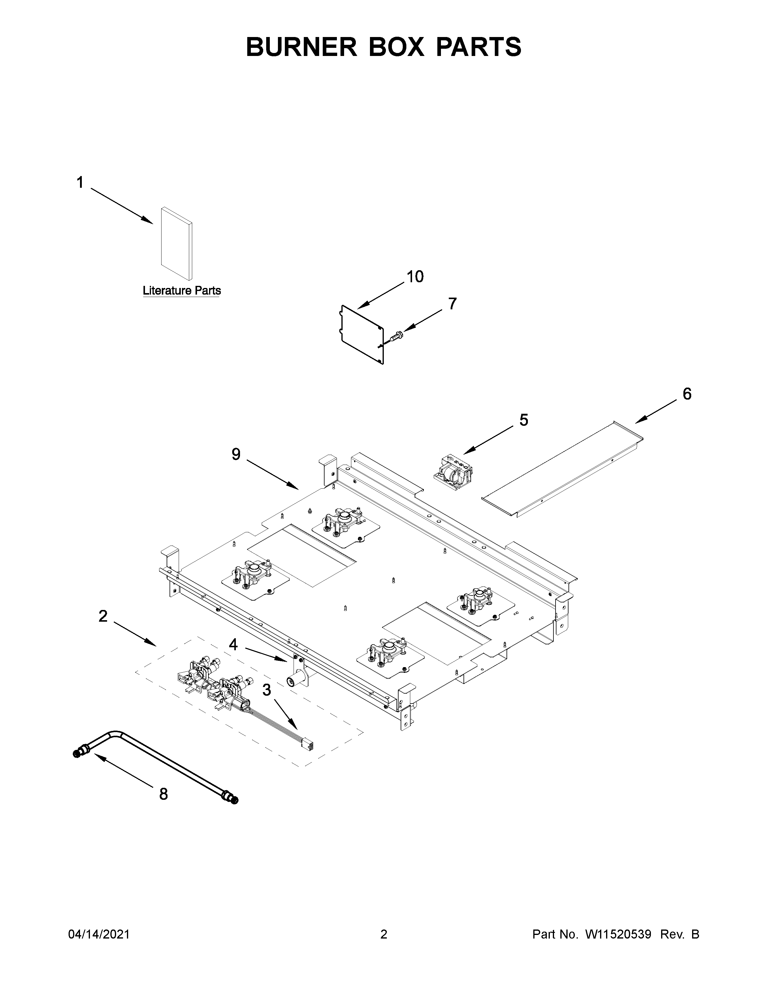 KitchenAid KFGC500JBK01 burner box parts diagram