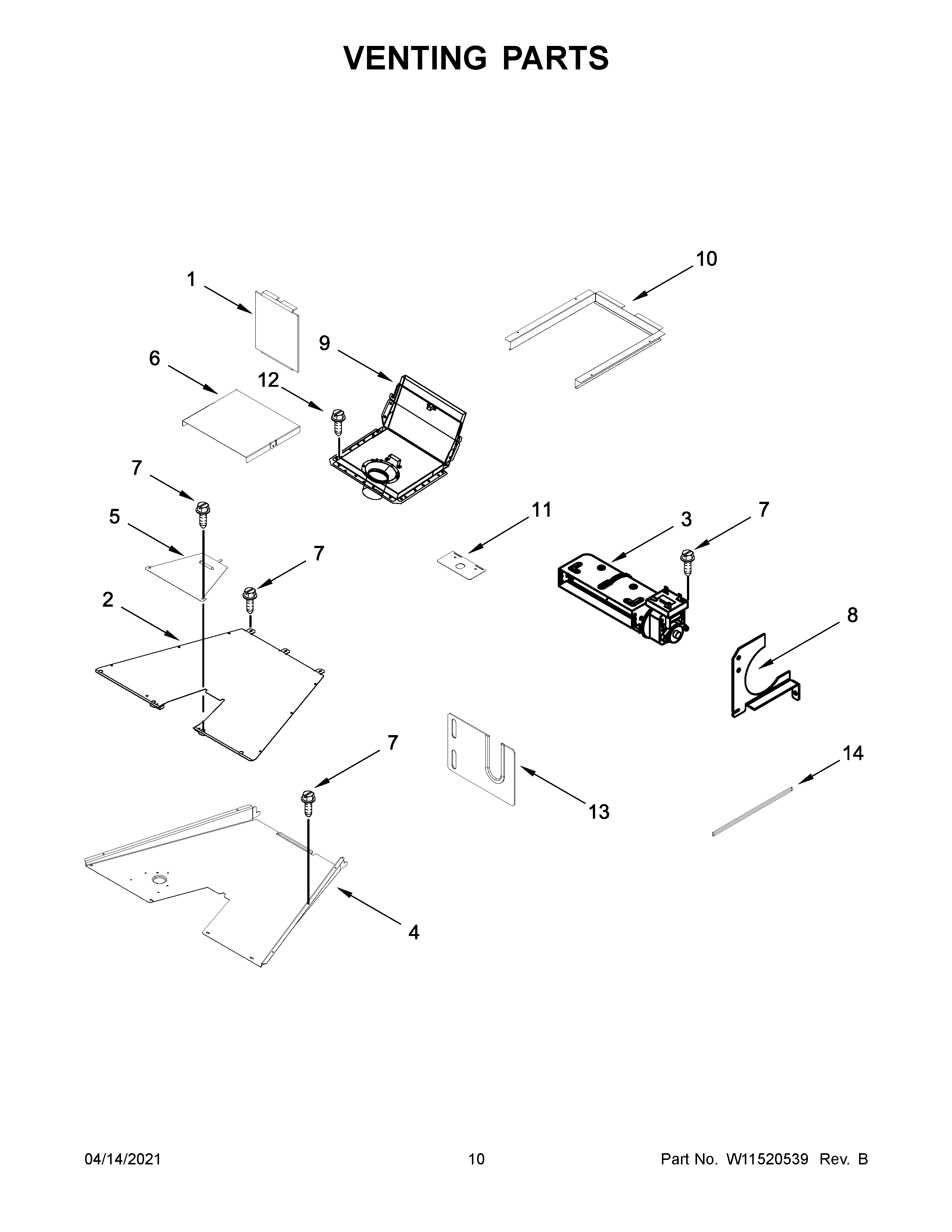 KitchenAid KFGC500JBK01 venting parts diagram