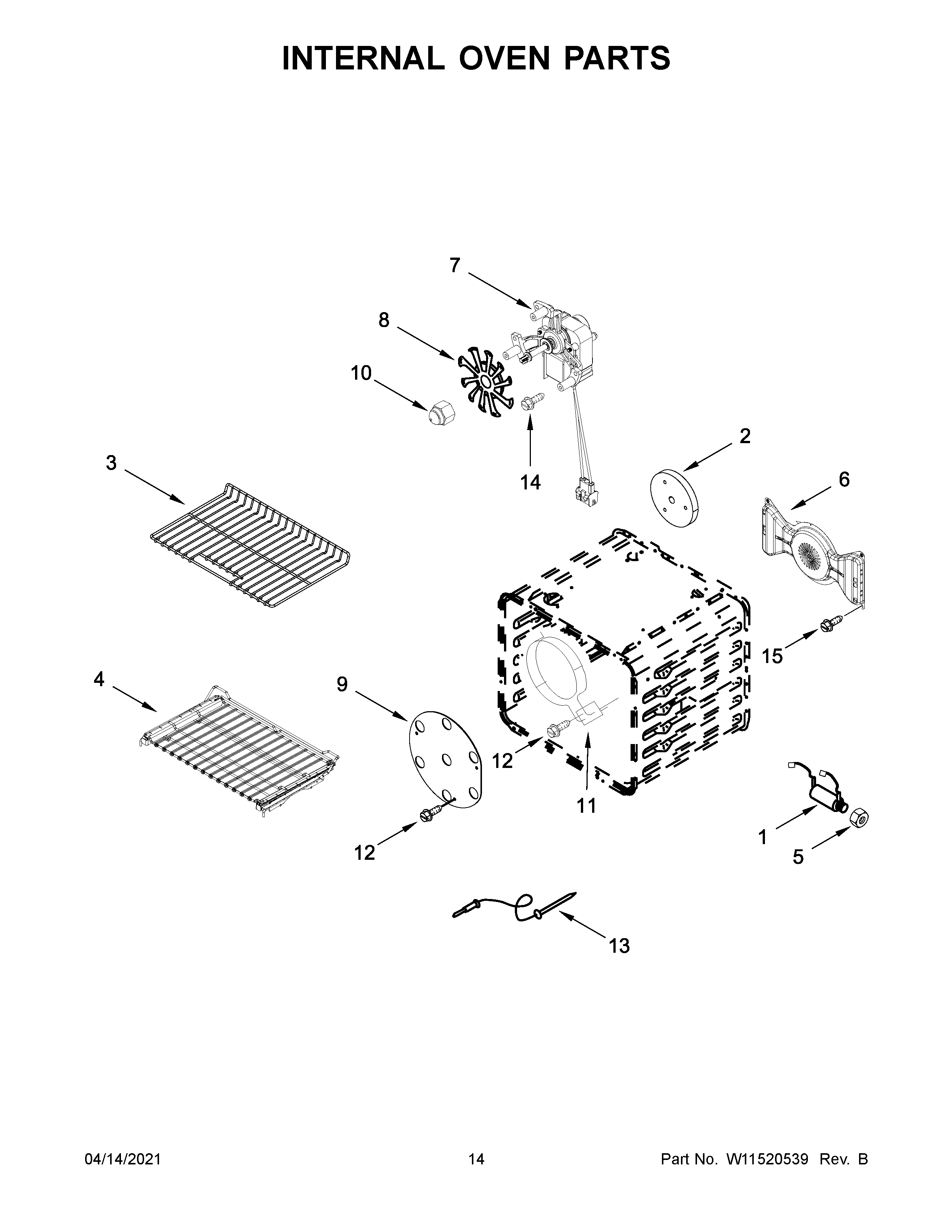 KitchenAid KFGC500JBK01 internal oven parts diagram