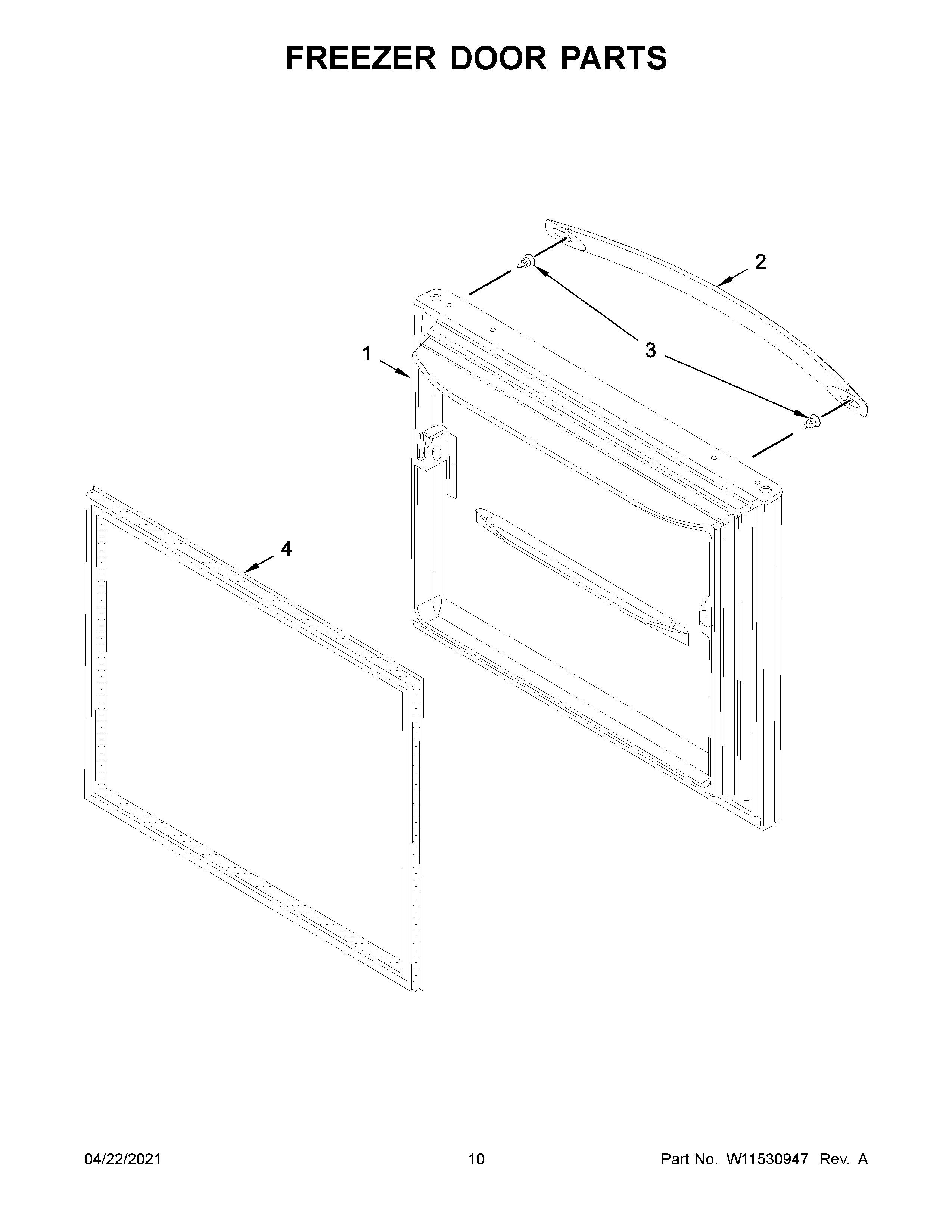Whirlpool WRB329DFBB03 freezer door parts diagram