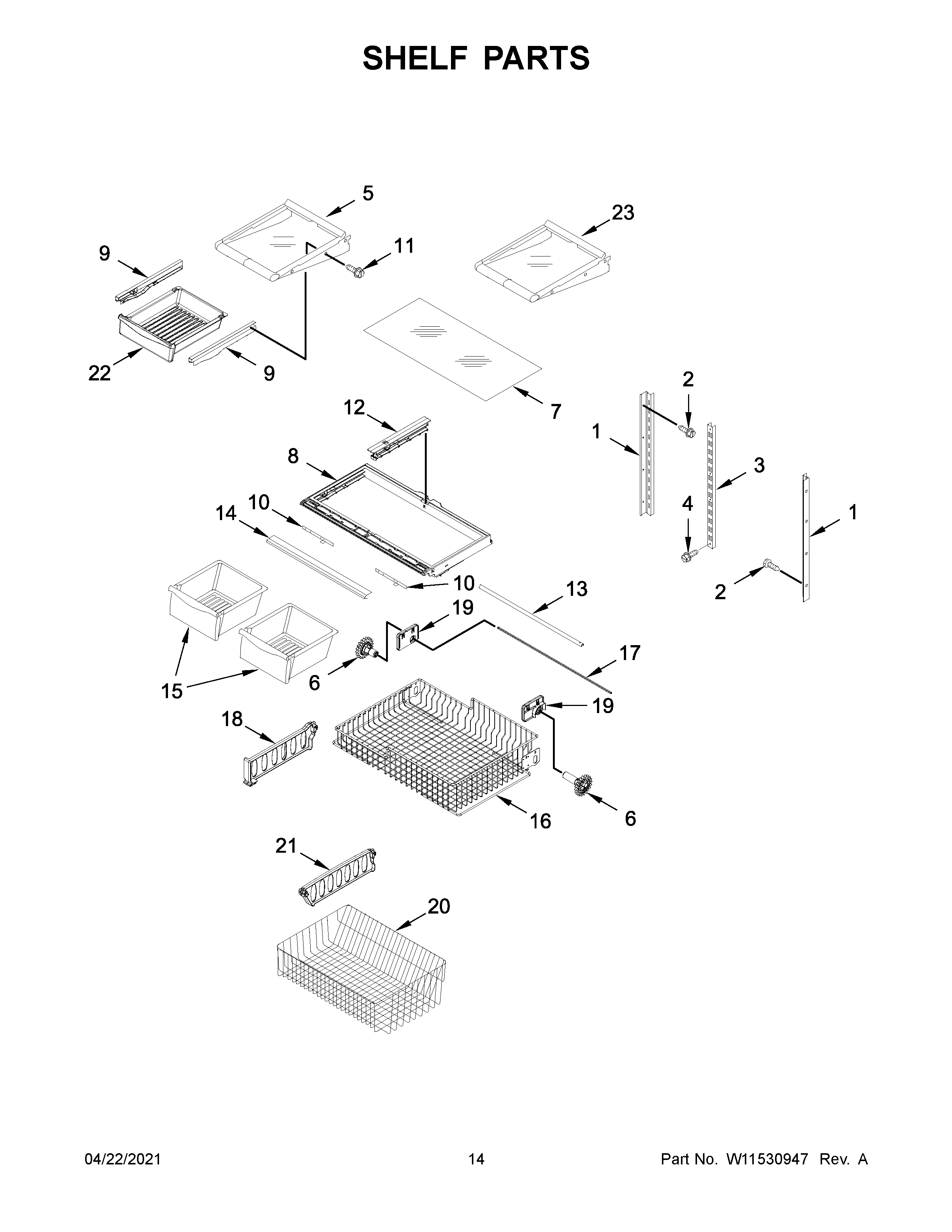 Whirlpool WRB329DFBB03 shelf parts diagram