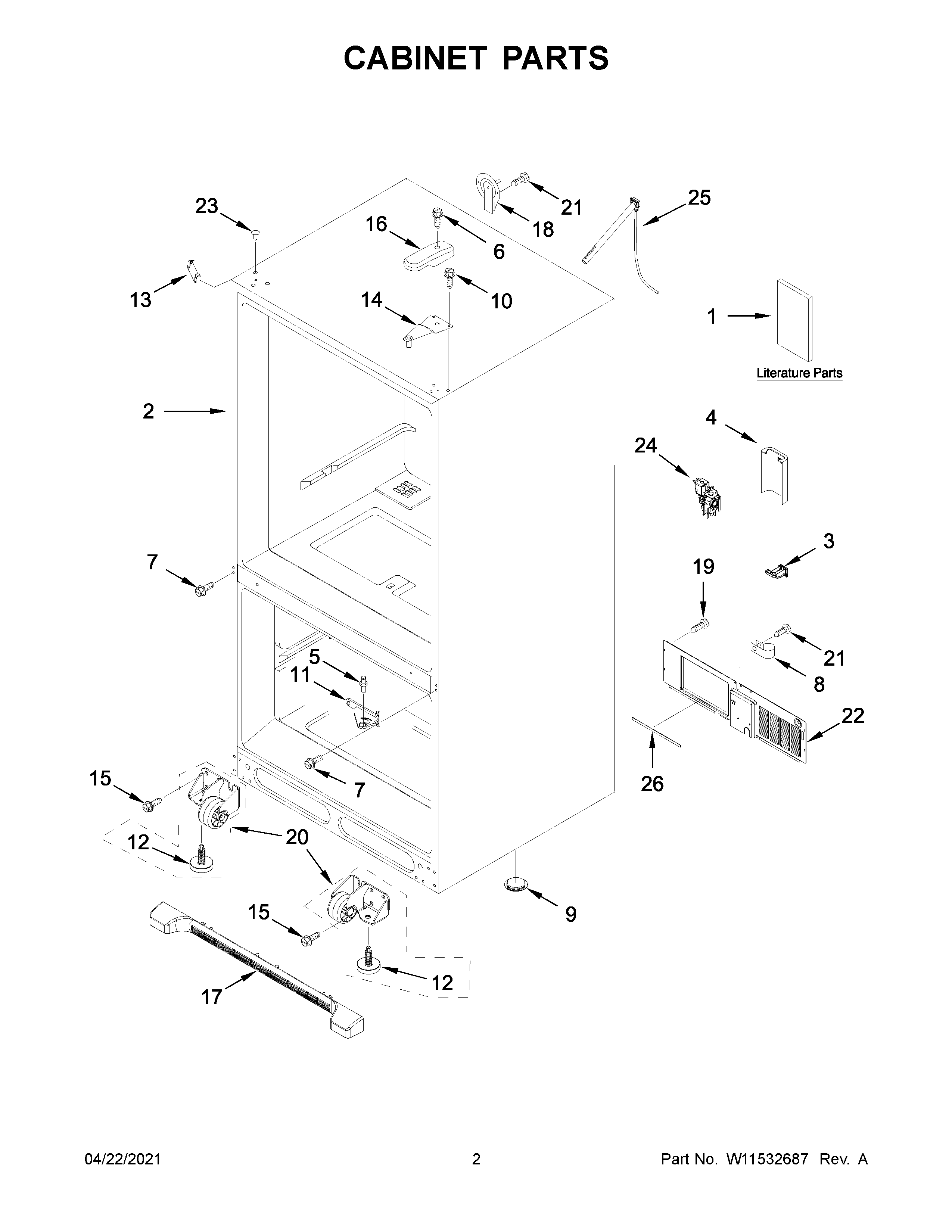 Whirlpool WRB329DMBM03 cabinet parts diagram