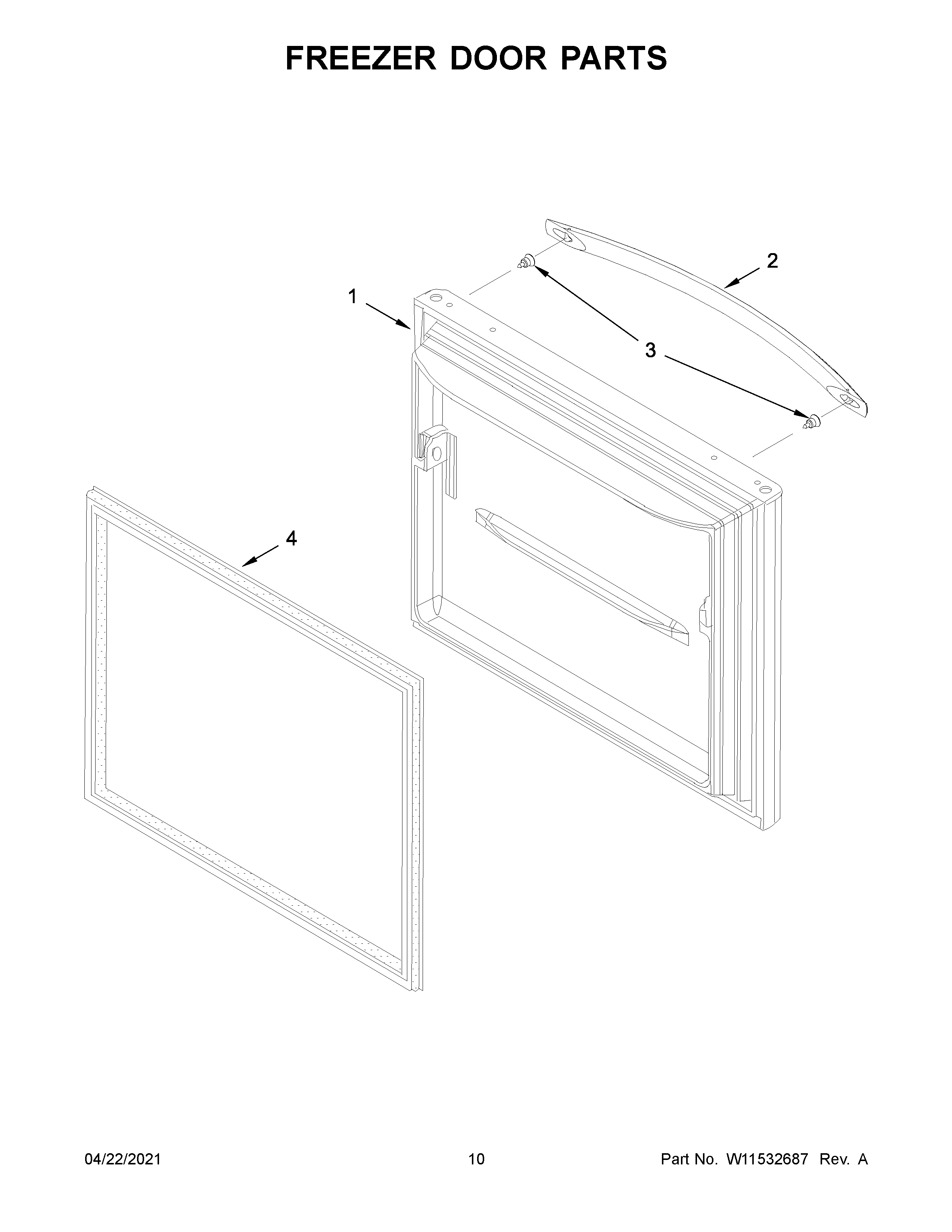 Whirlpool WRB329DMBM03 freezer door parts diagram