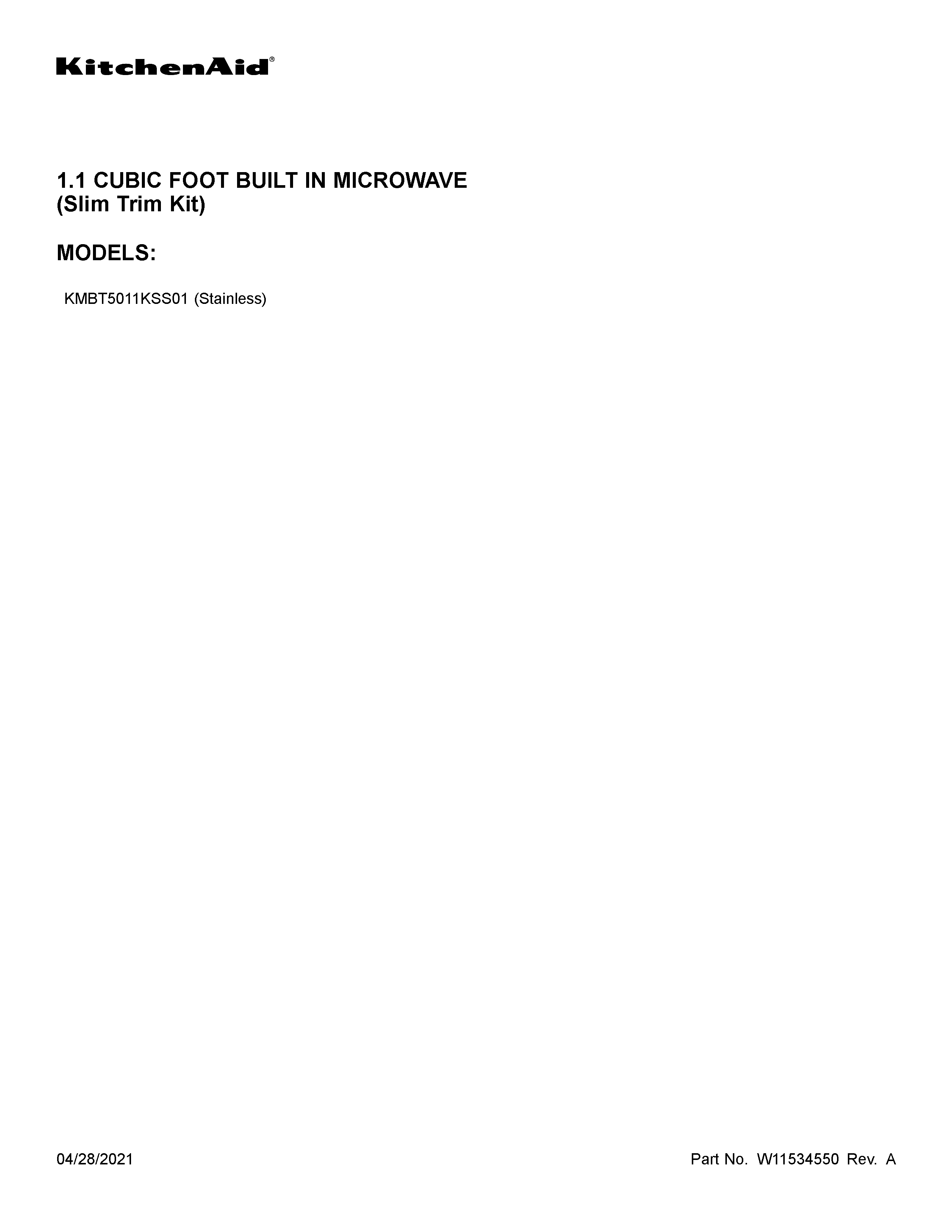 KitchenAid KMBT5011KSS01 cover sheet diagram