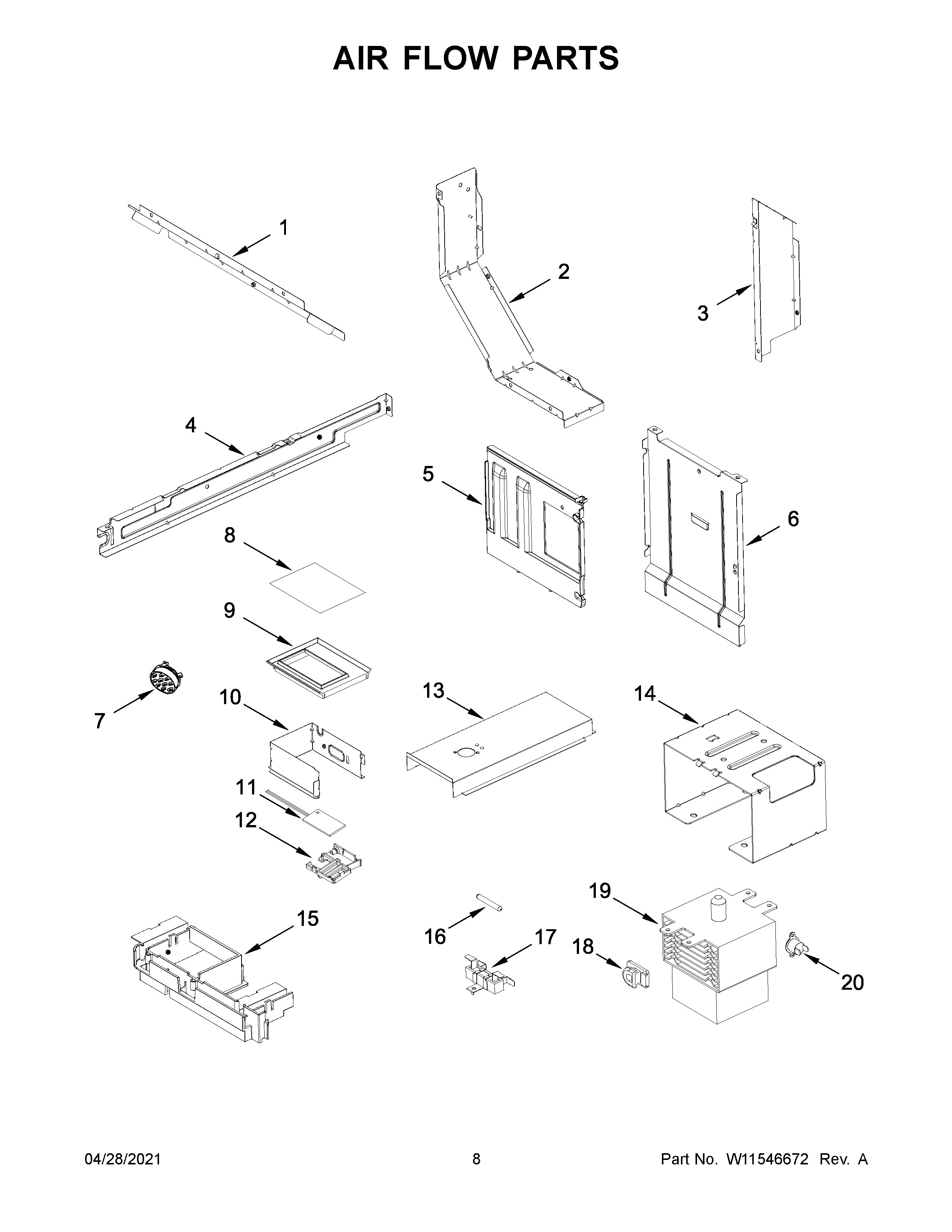 KitchenAid KMBT5511KSS01 air flow parts diagram