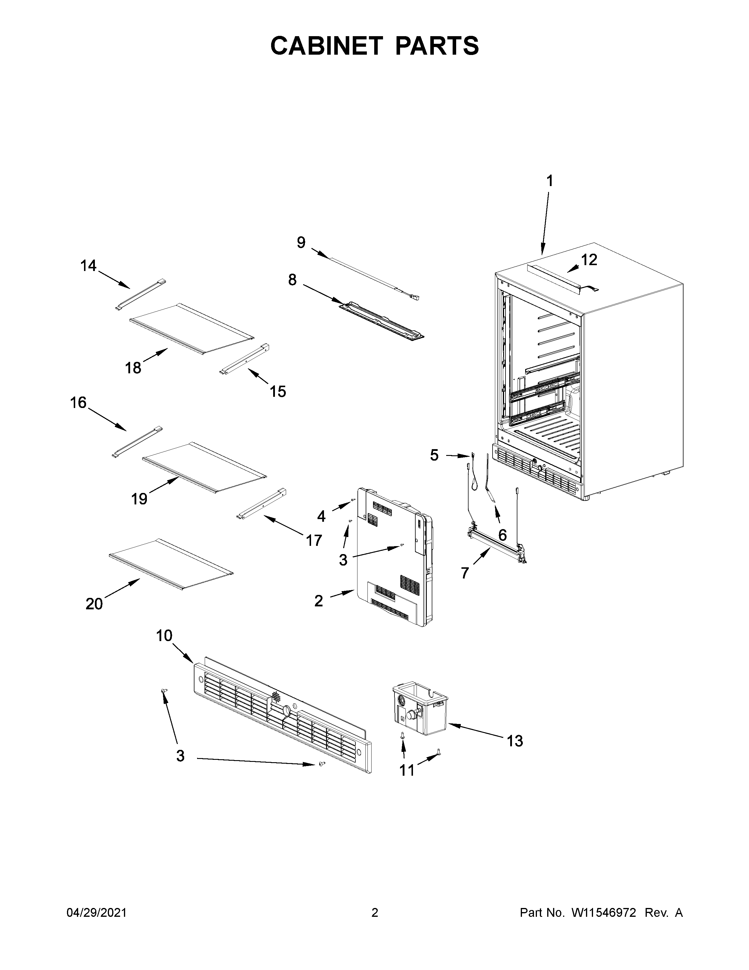 KitchenAid KURL114KPA00 cabinet parts diagram