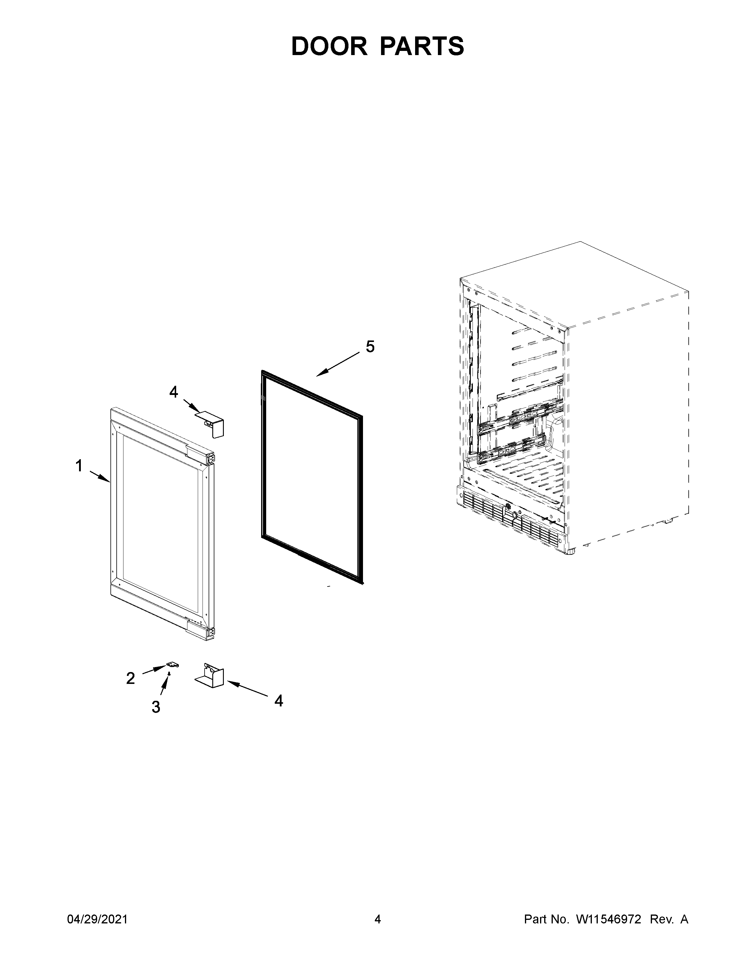 KitchenAid KURL114KPA00 door parts diagram