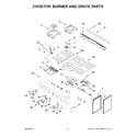 KitchenAid KFGC506JMB01 cooktop, burner and grate parts diagram