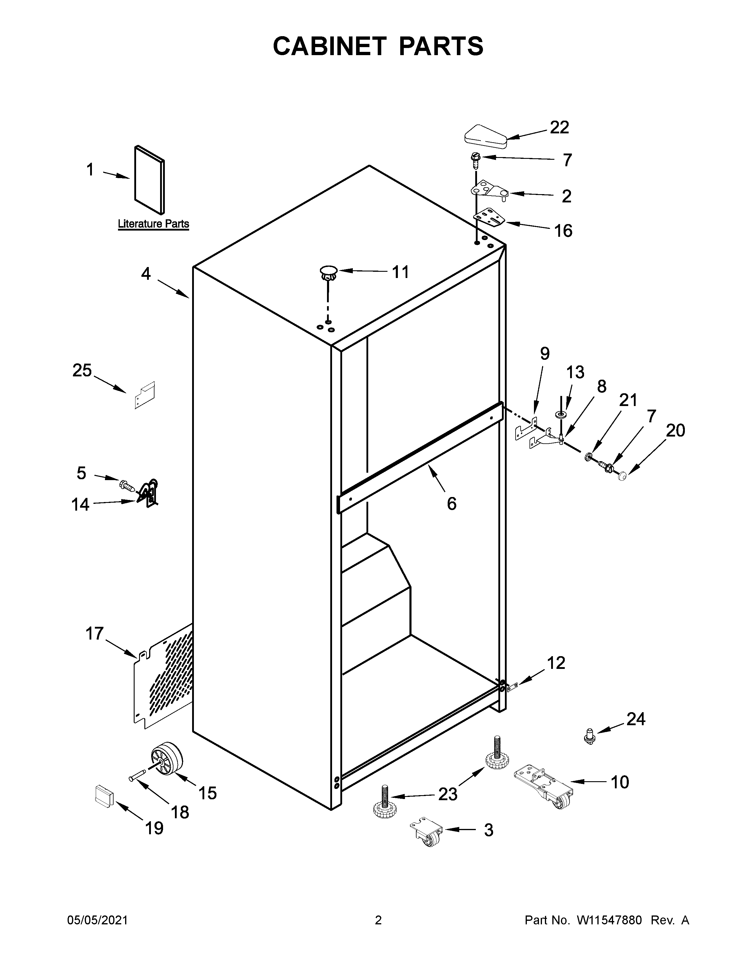Whirlpool WRT138FZDB04 cabinet parts diagram