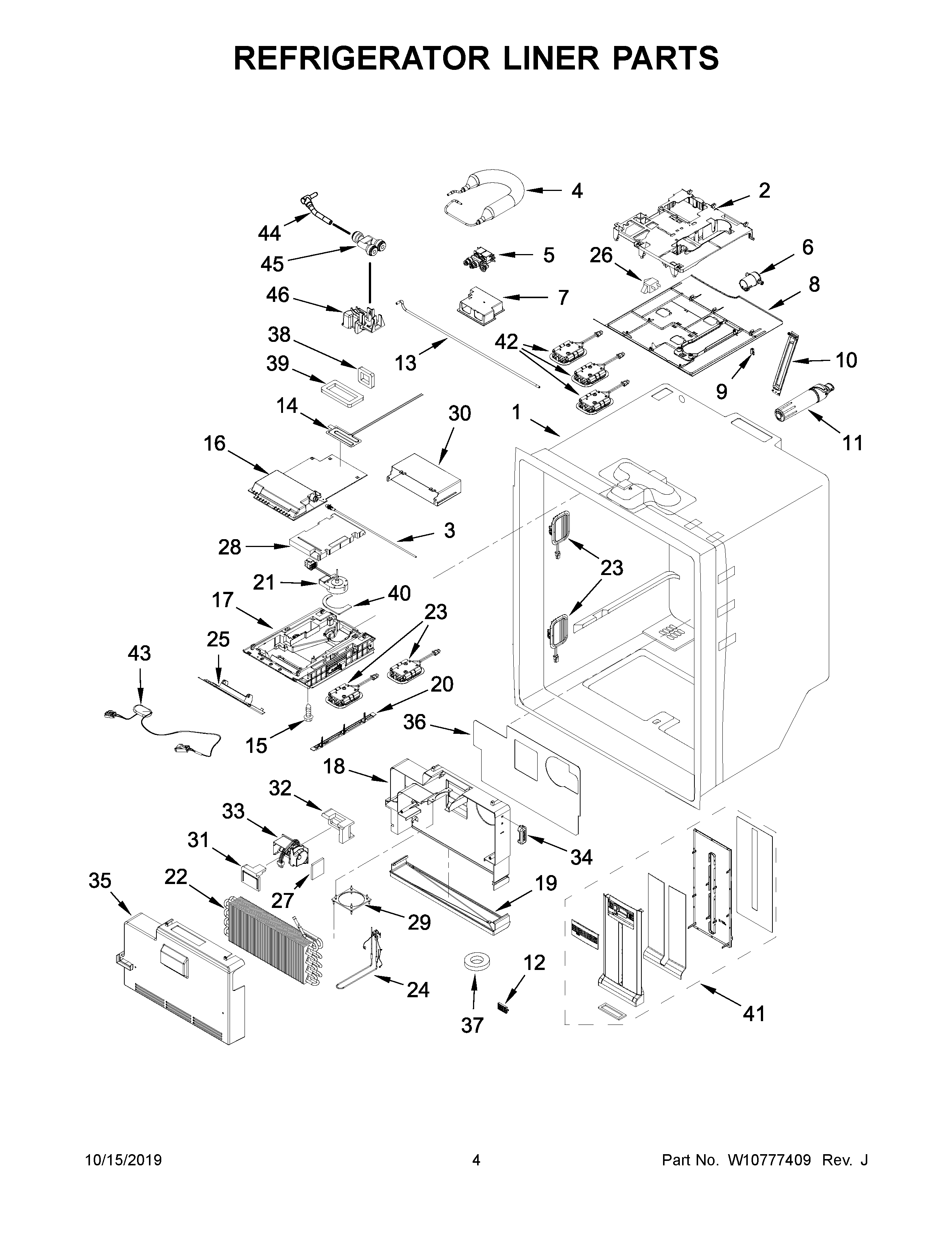 KitchenAid KRMF706ESS00 refrigerator liner parts diagram